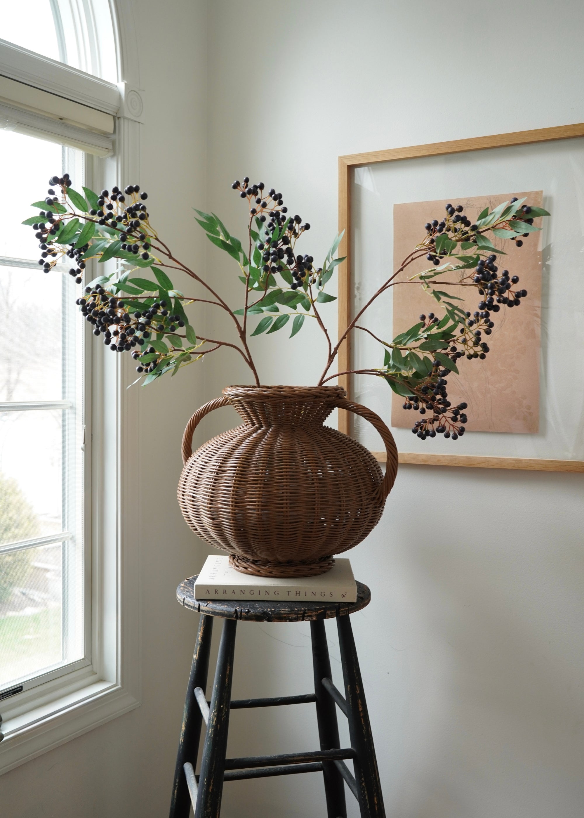 Artificial pepperberry stem for winter centerpiece