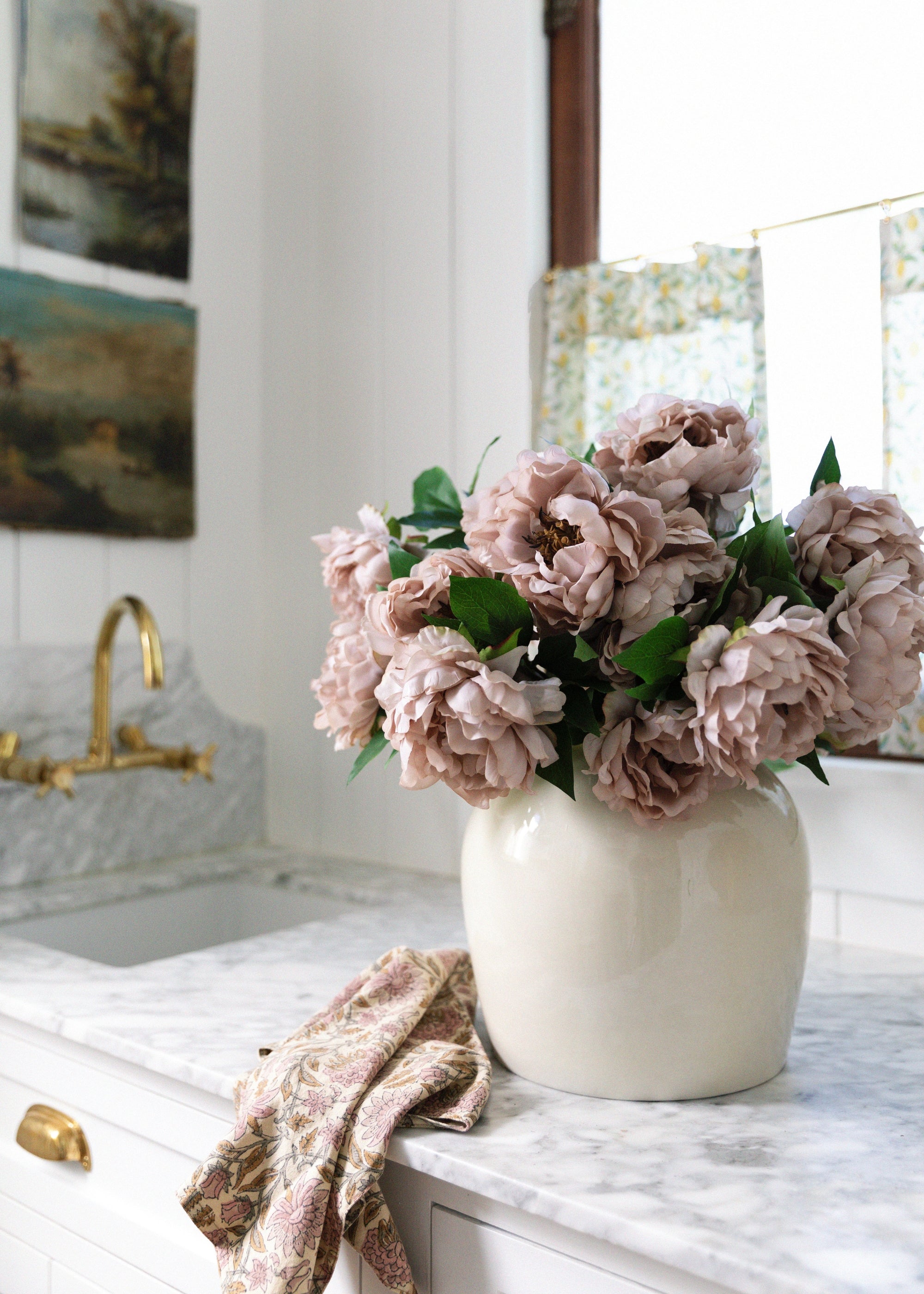 Beige Artificial Peony Stem for Home Decor