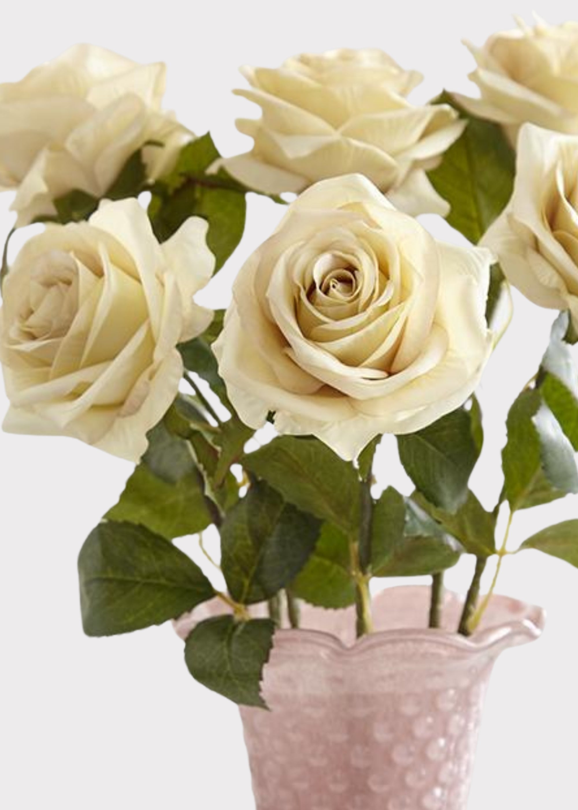 Cream Artificial Rose Stem for Home Decor