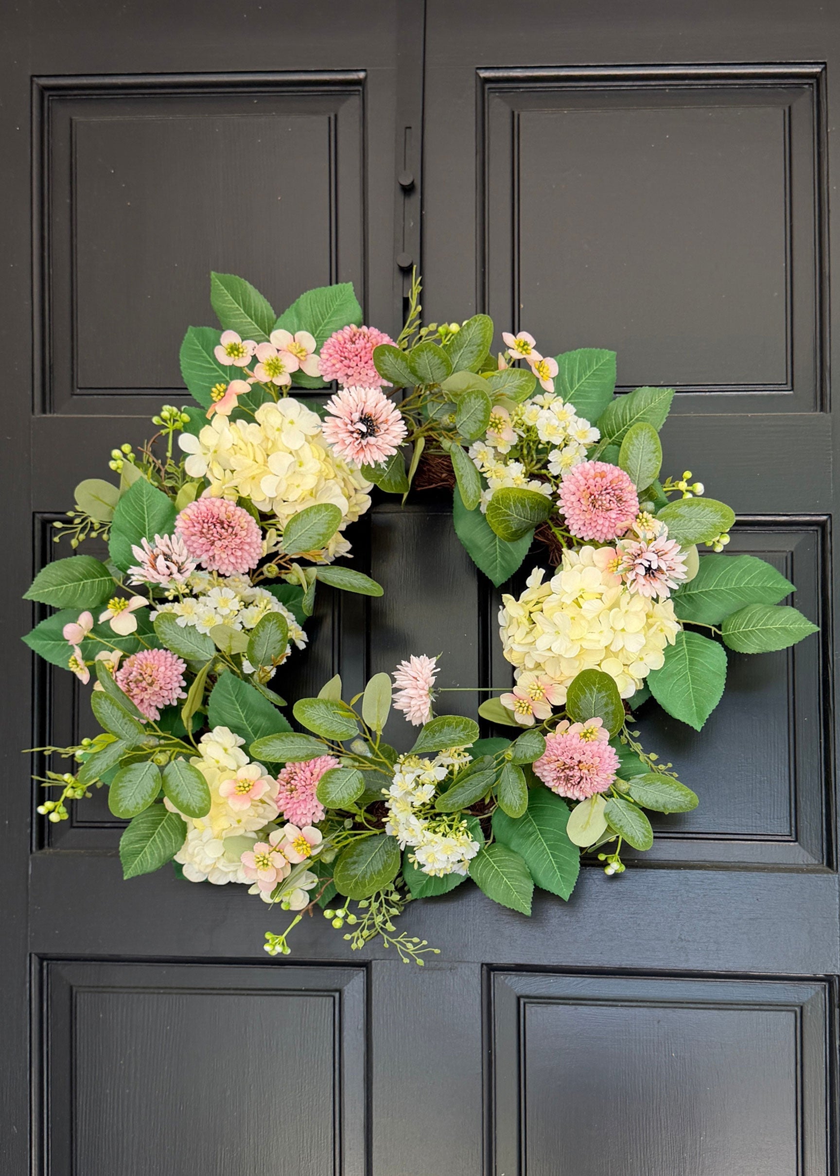 Cream Artificial Dahlia Wreath for Wedding Decor