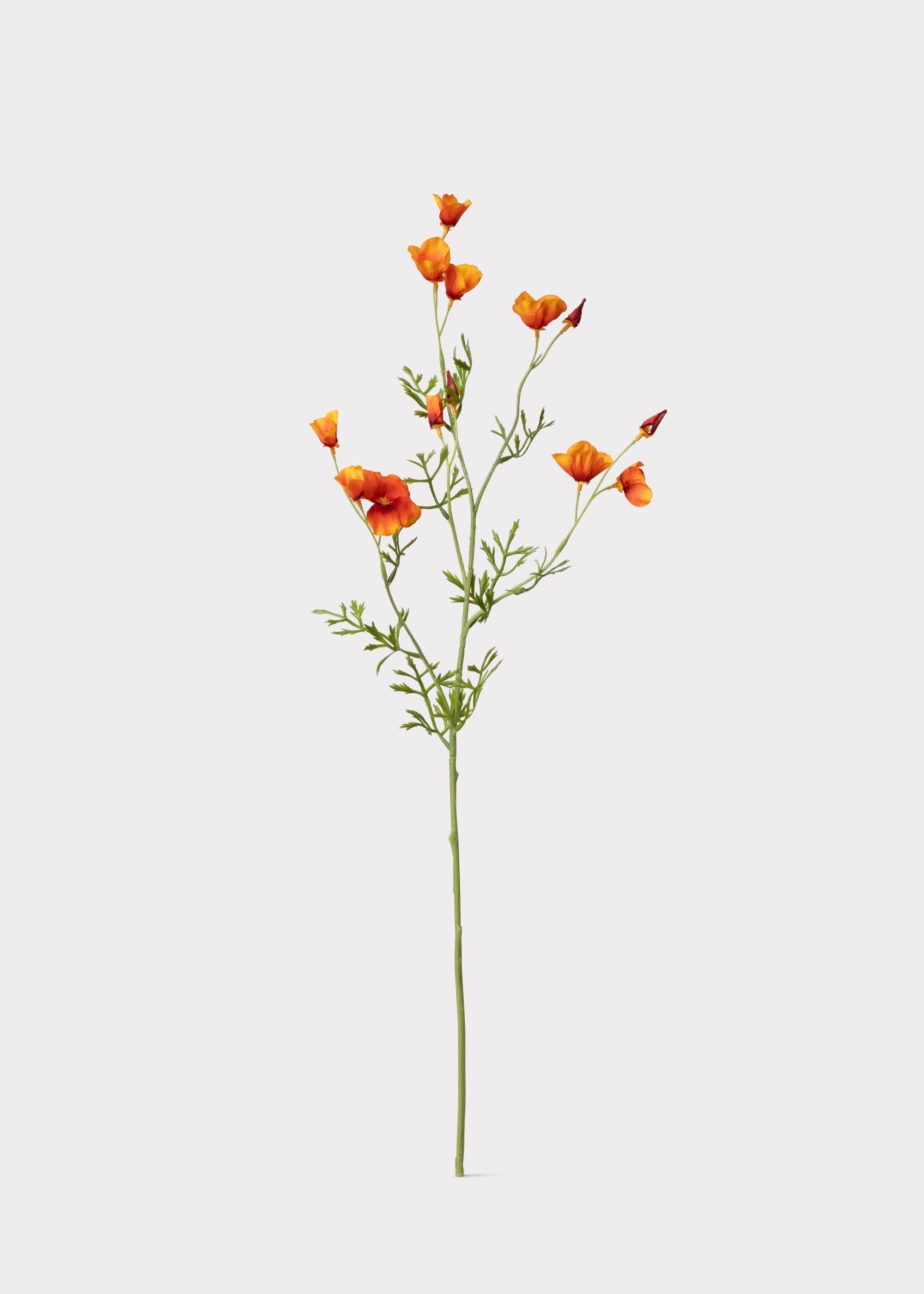 Orange Artificial Poppy Spray for Home Decor