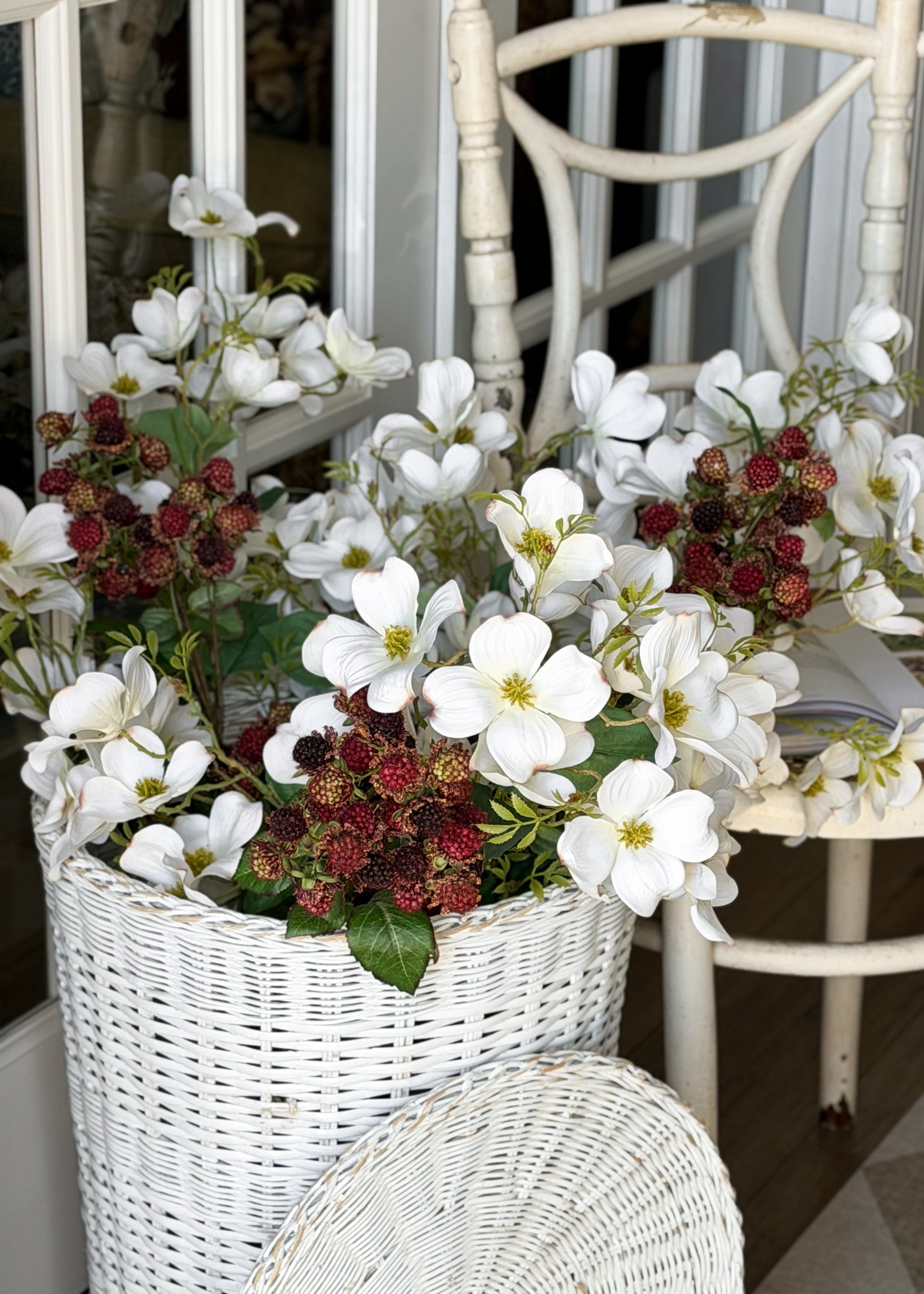 Artificial dogwood flowers for wedding arrangement