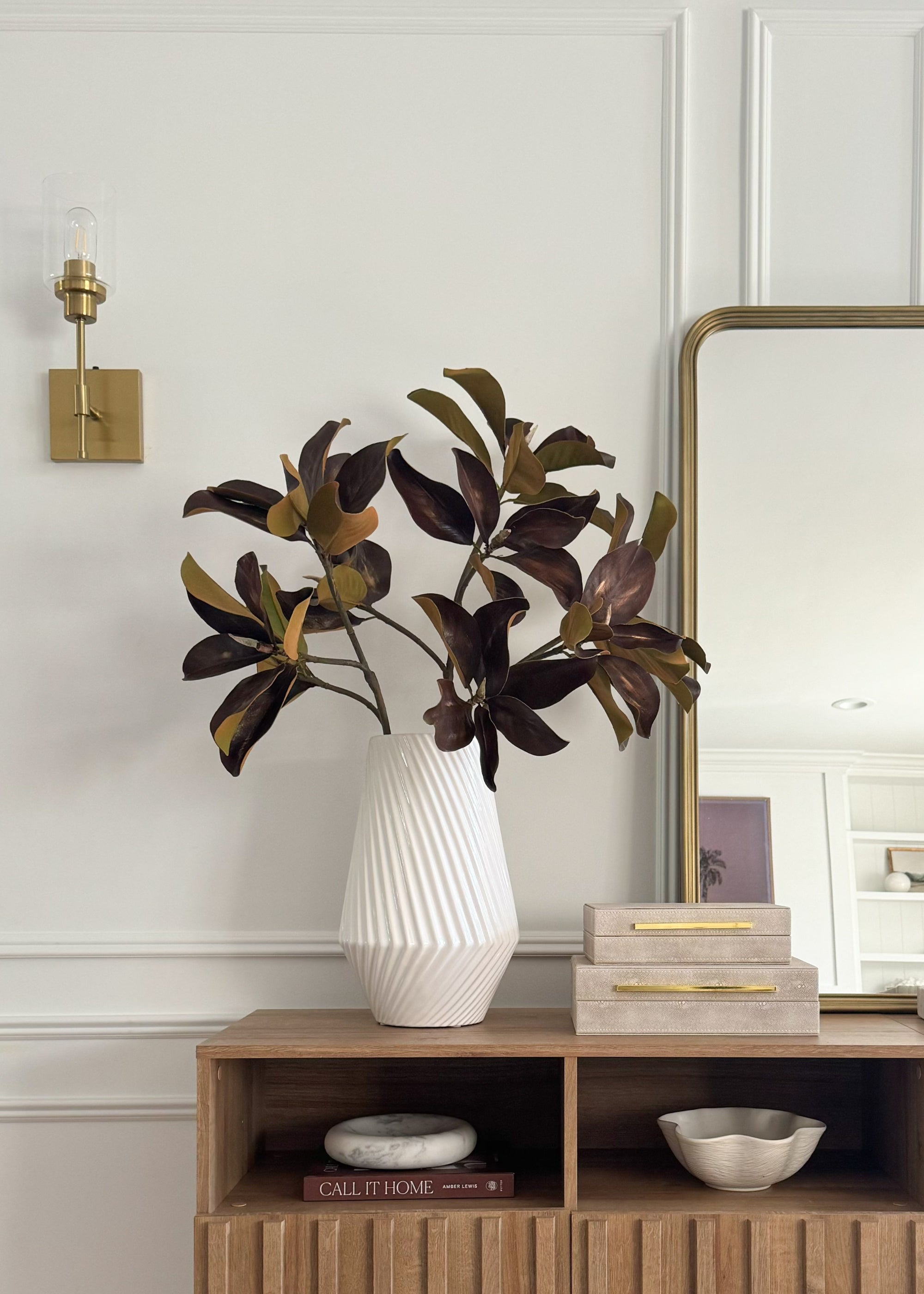 Brown Artificial Magnolia Branch for Table Centerpiece