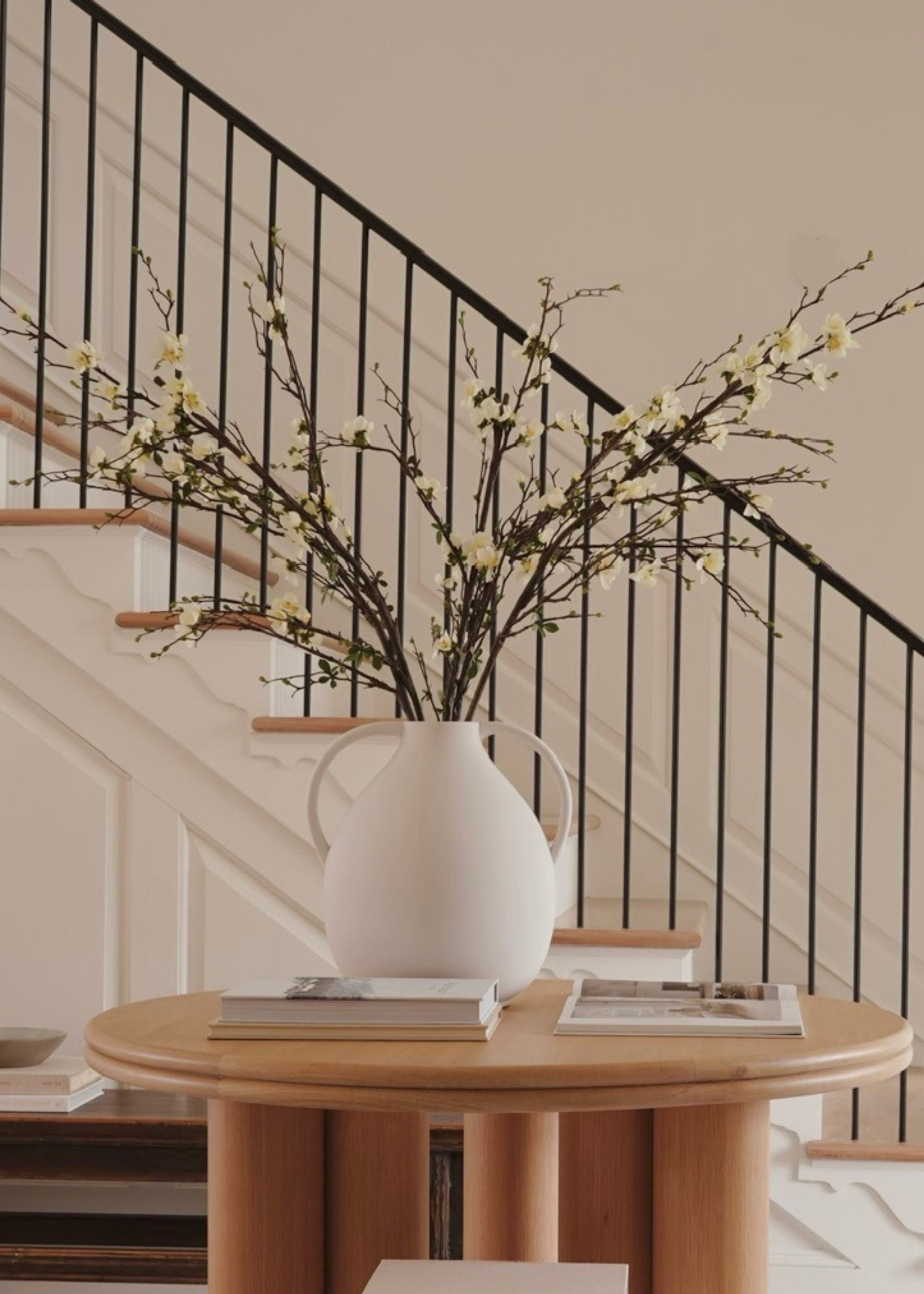 Cream Artificial Cherry Blossom Arrangement for Table Centerpiece