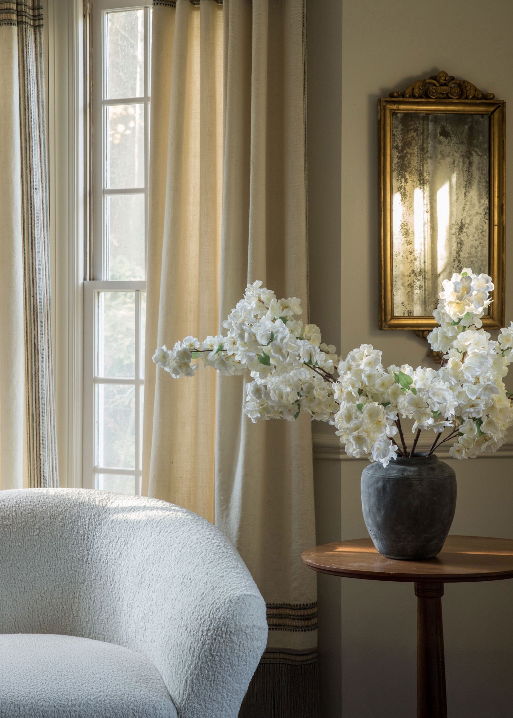 White Artificial Cherry Blossom Stem for Table Centerpiece