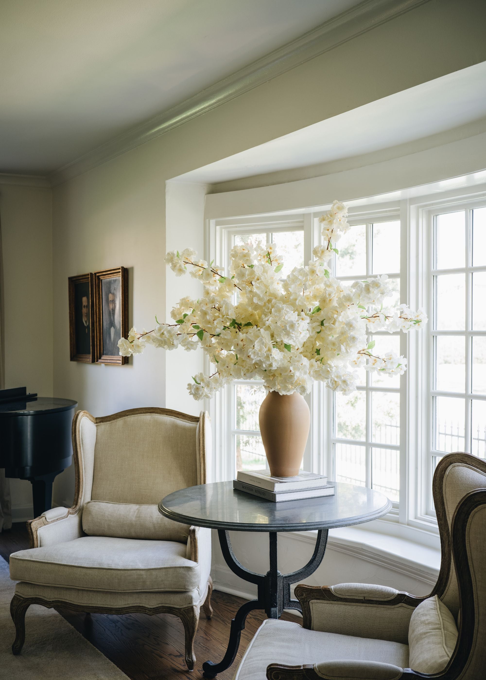 White Artificial Cherry Blossom Stem for Home Decor