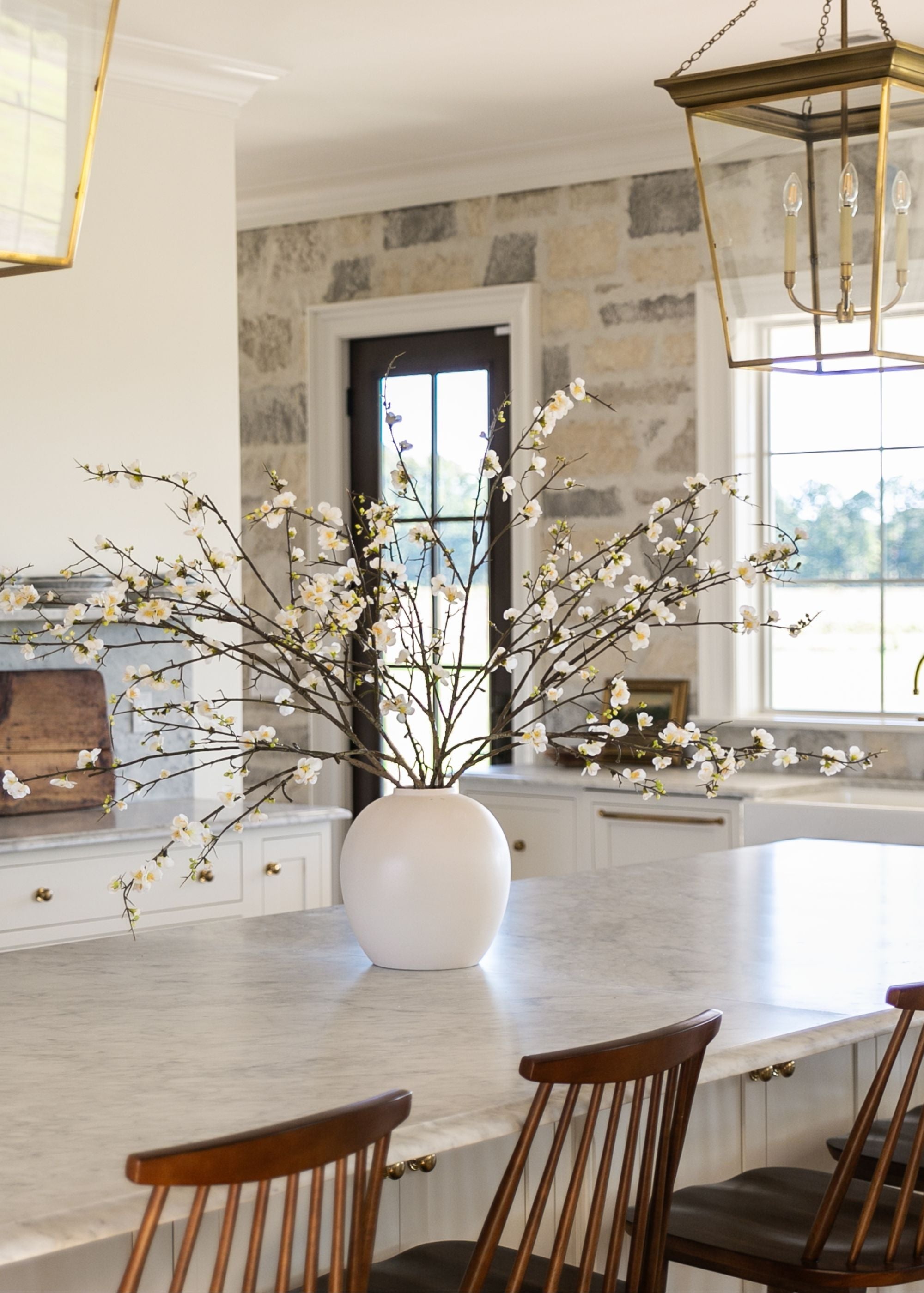 Cream Large Luxe ™ Cream Quince Branch for Home Decor