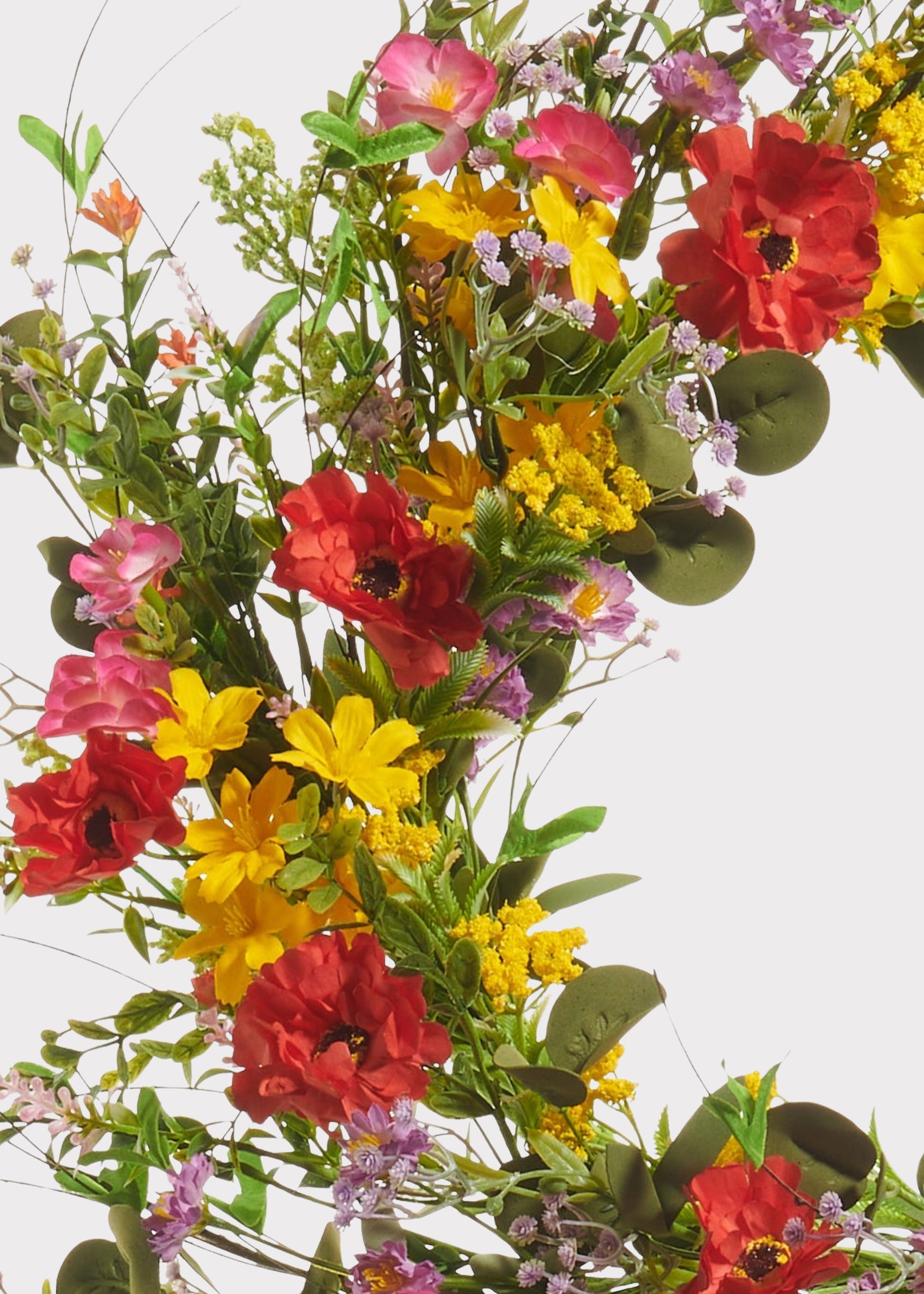 Artificial Colorful Spring Floral Wreath for Table Centerpiece