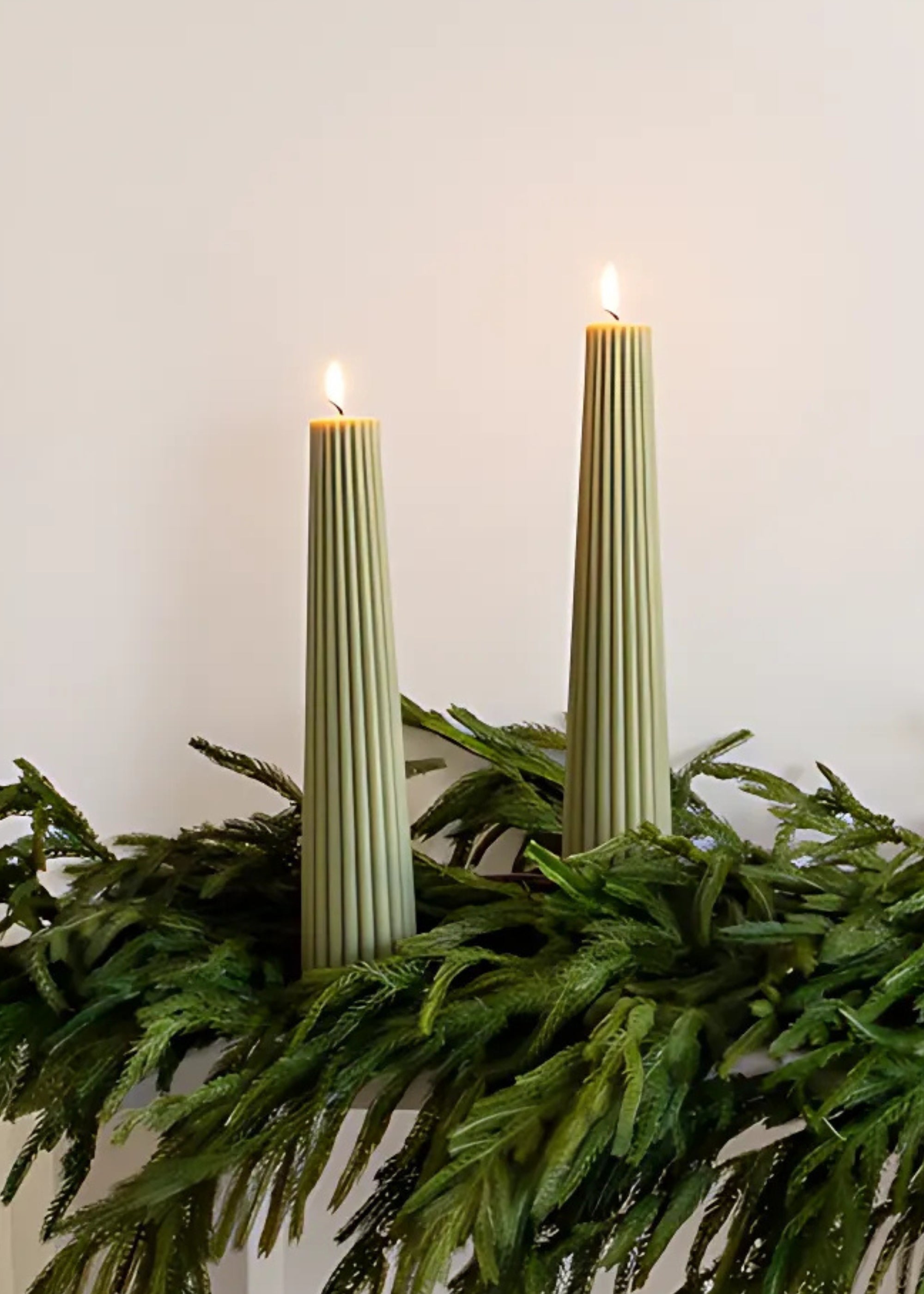 Natural Tall Natural Beeswax Fluted Pillar Candle for Vase Styling