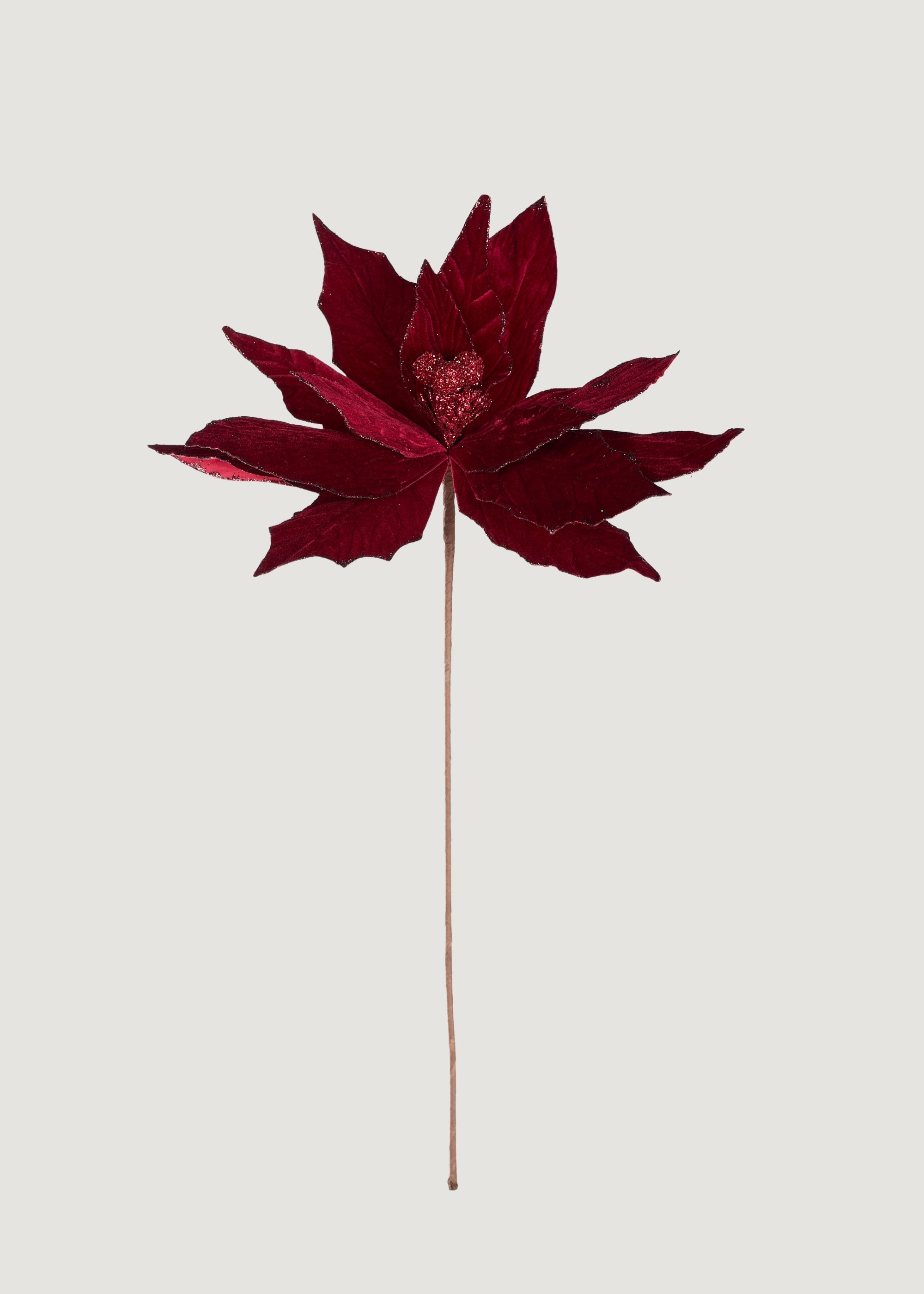 Burgundy Artificial Poinsettia Stem for Home Decor