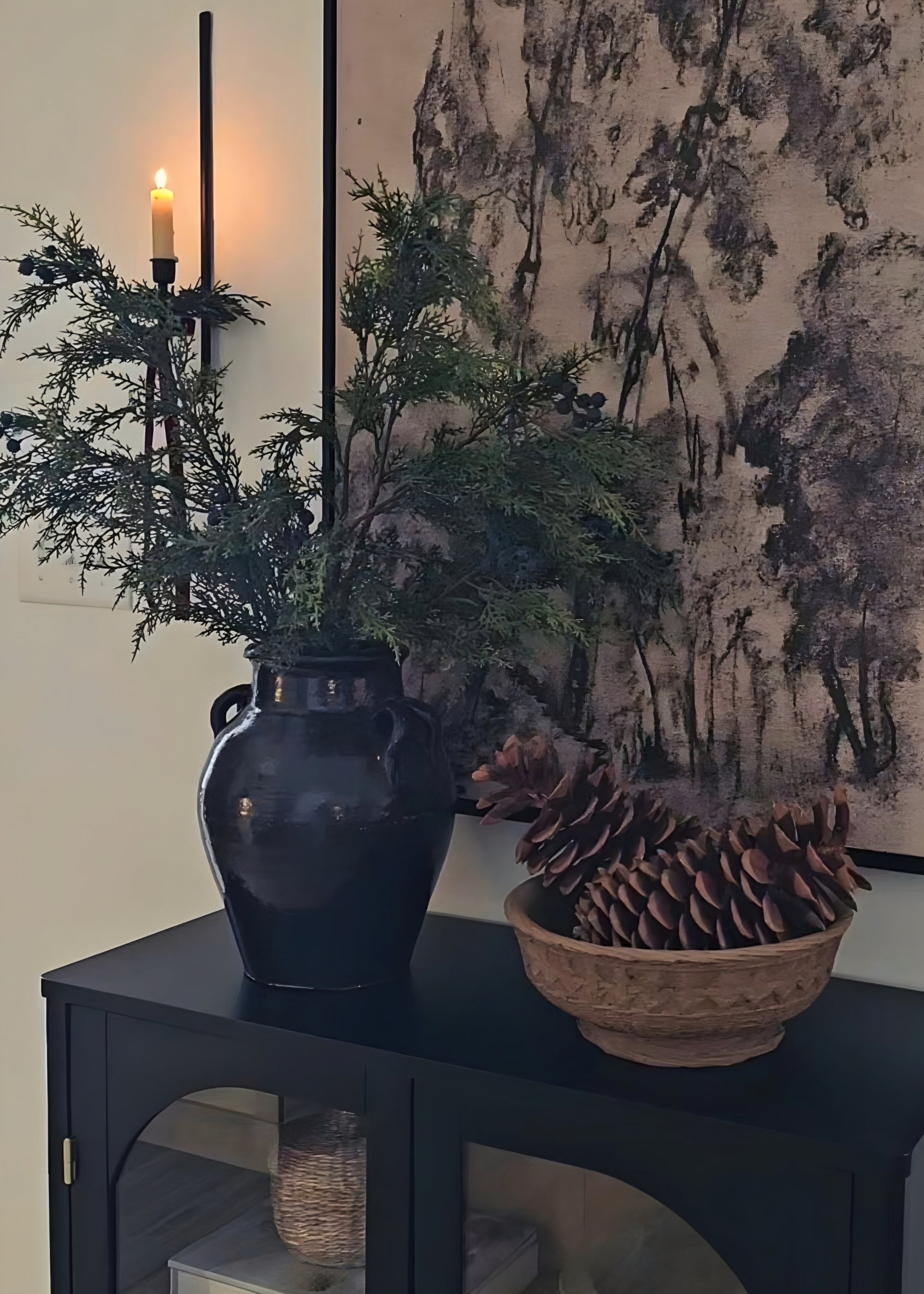Brown Large Distressed Clay Jar Vase for Entryway Arrangement