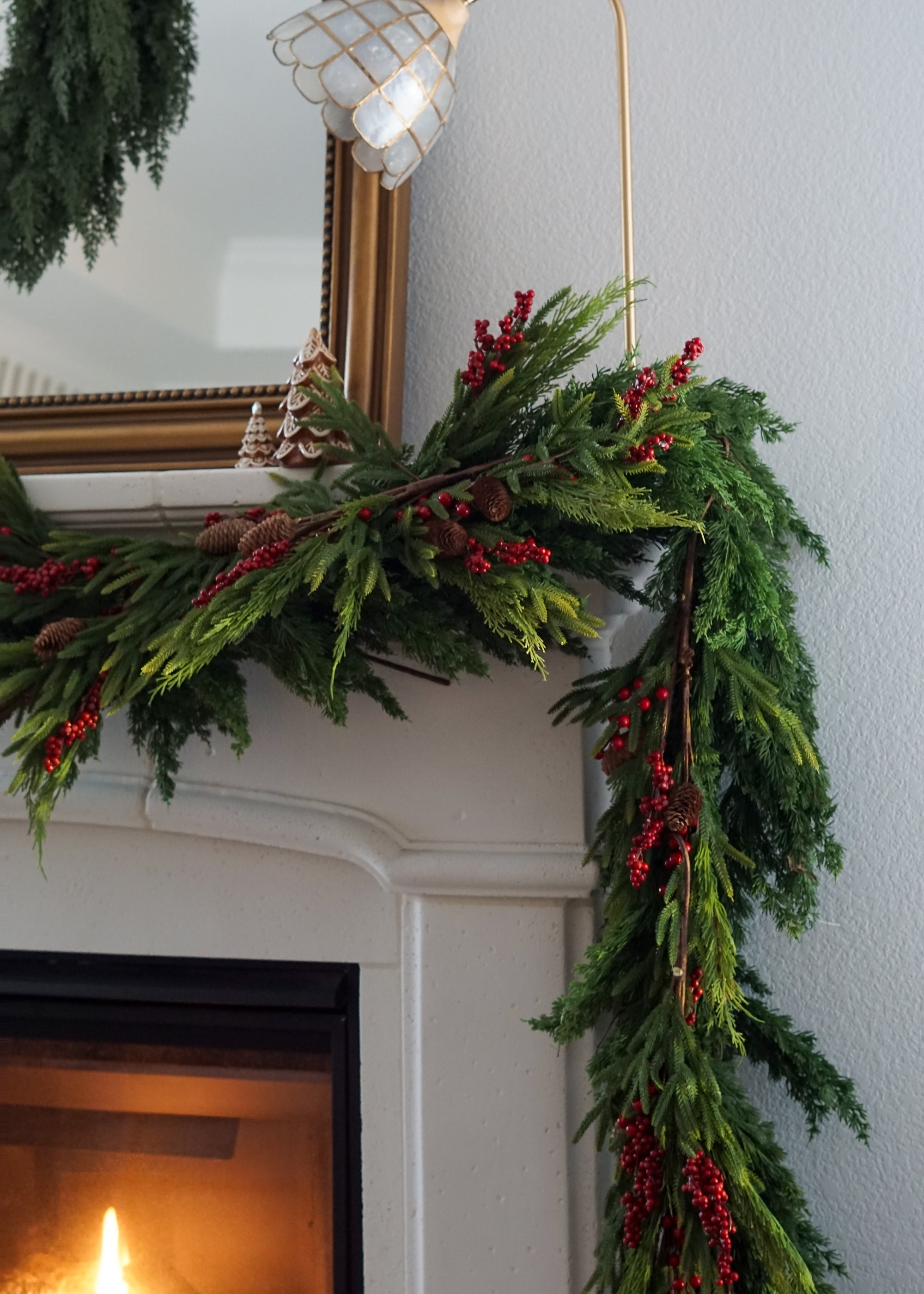 Red Artificial Pine Branch for Home Decor