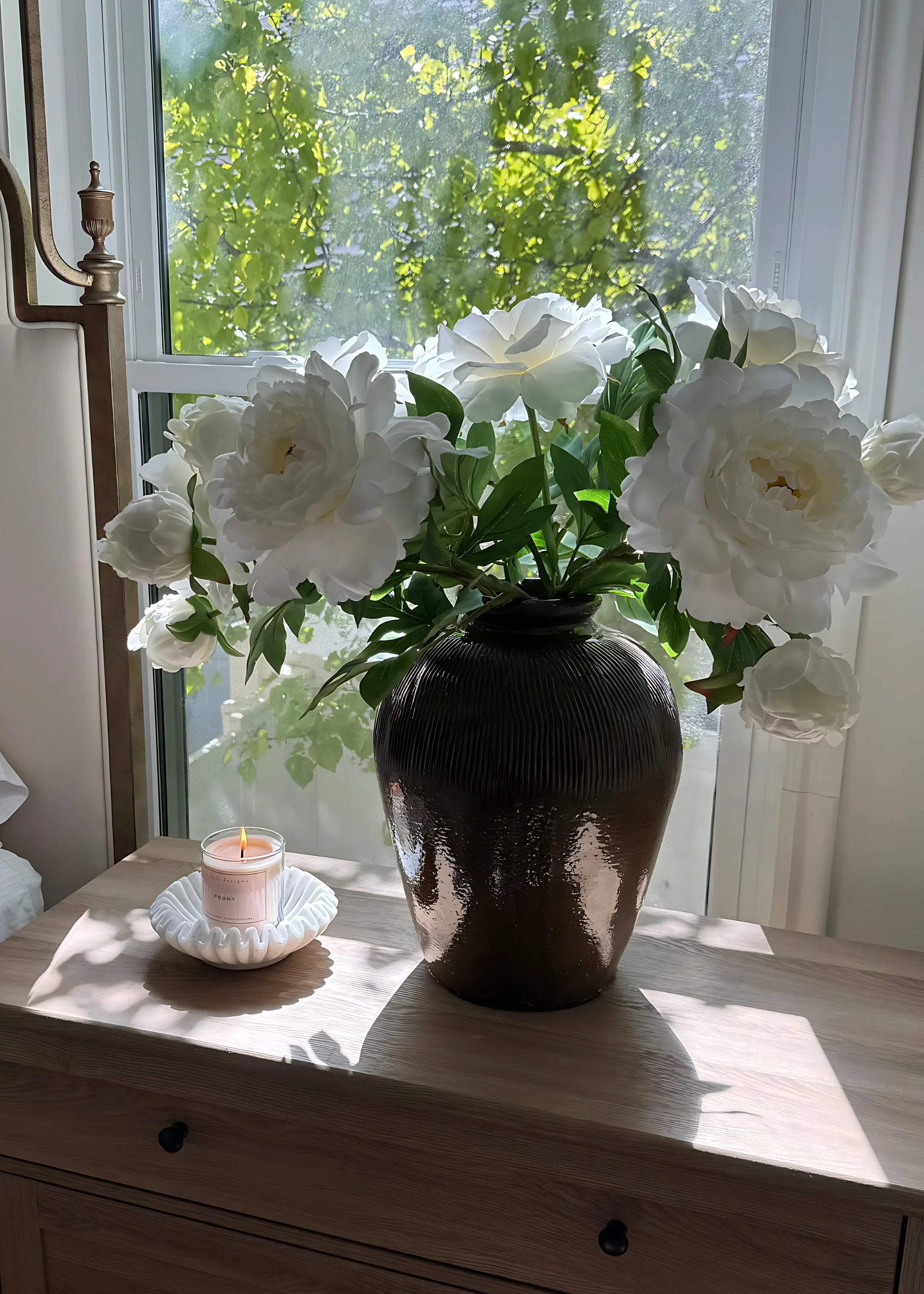 White Artificial Peony Stem for Home Decor