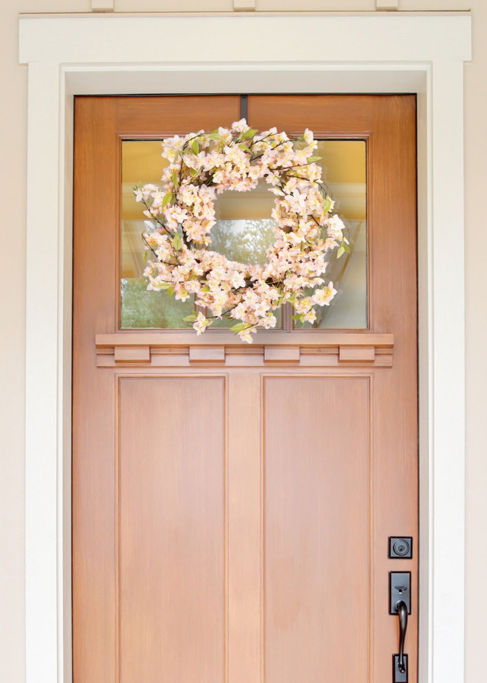 Pink Artificial Cherry Blossom Wreath for Home Decor