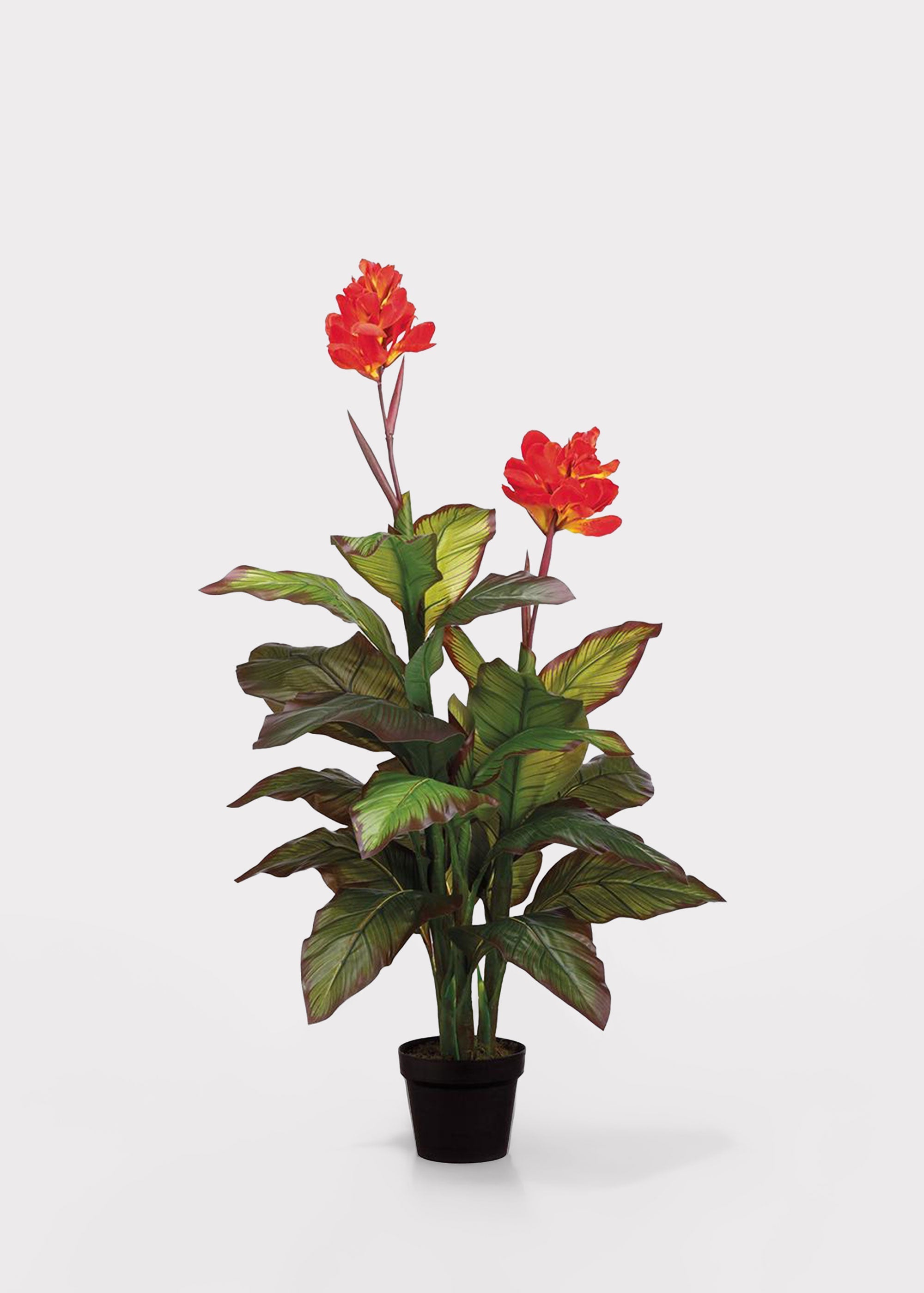 Red Artificial Potted Blooming Tropical Canna Floor for Vase Styling