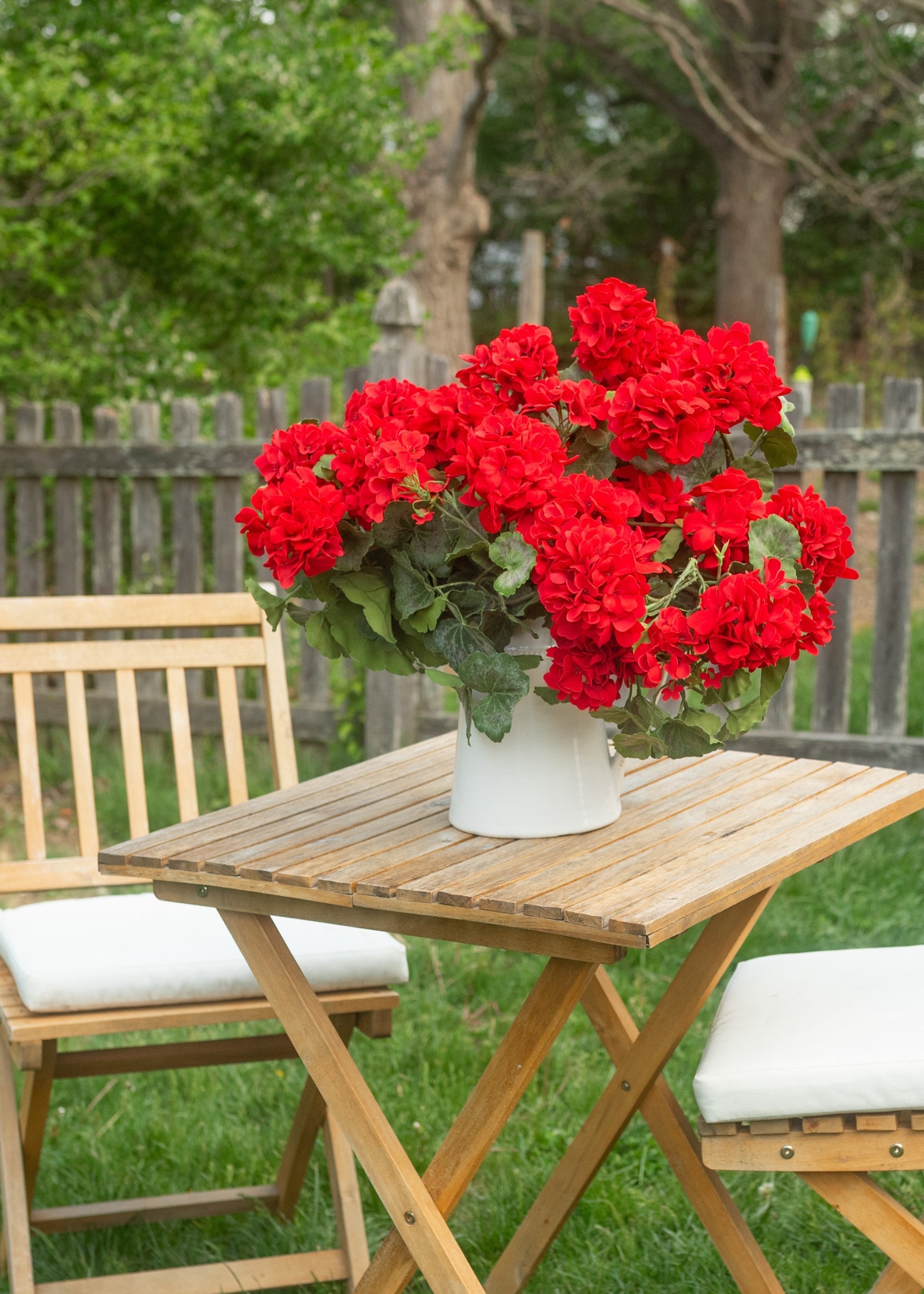 Red Artificial Geranium Bush for Home Decor