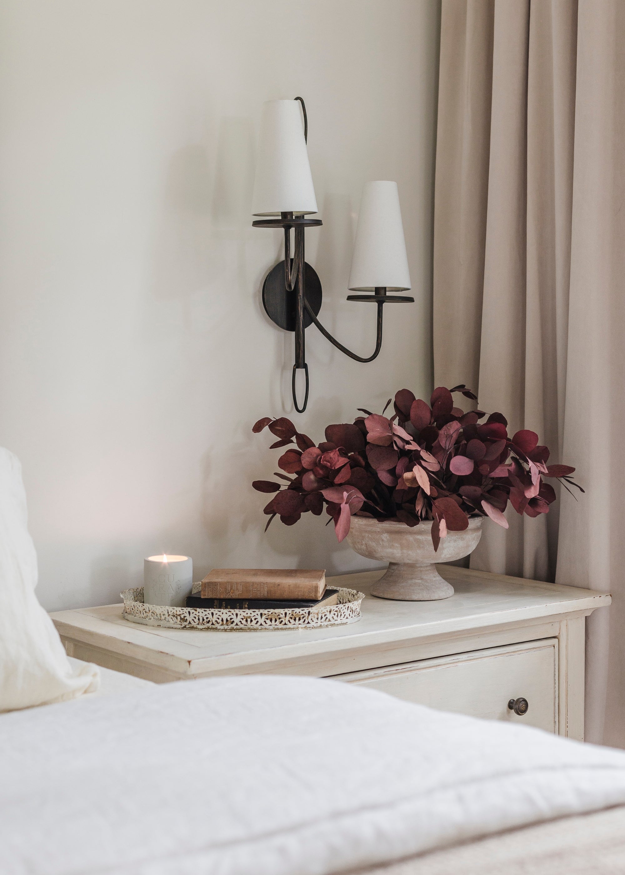 Red Dried Eucalyptus Bundle for Shelf Styling