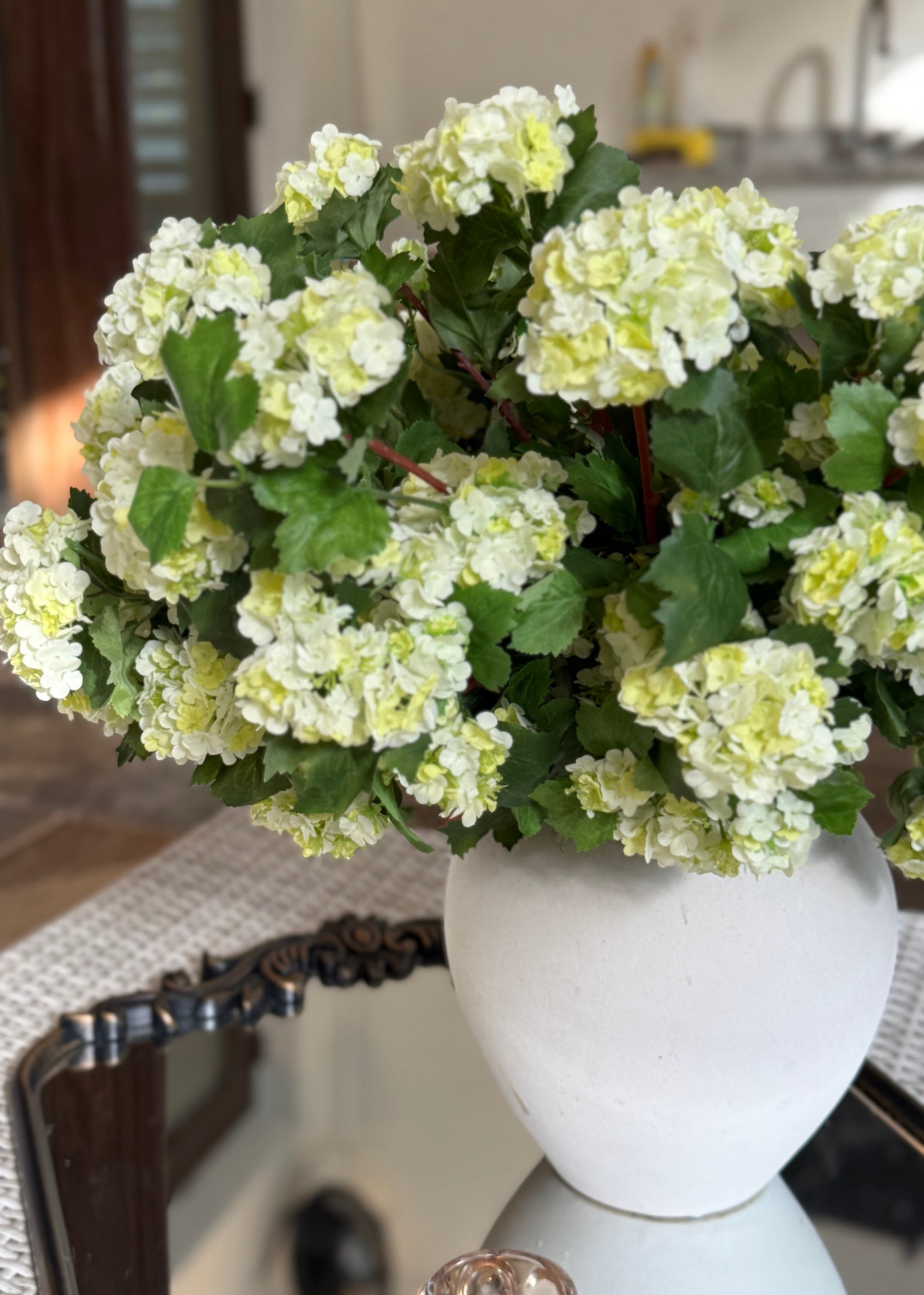Green Artificial Hydrangea Bush for Table Centerpiece