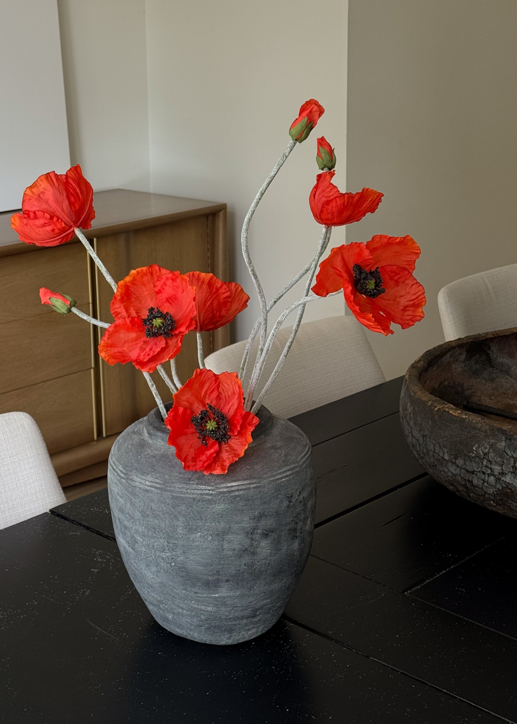 Orange Artificial Poppy Stem for Home Decor