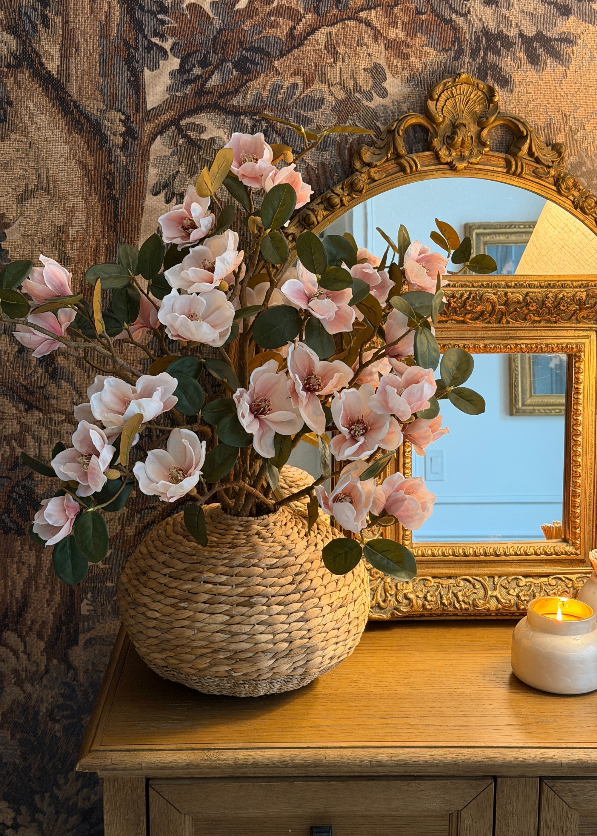 Blush Artificial Magnolia Branch for Home Decor