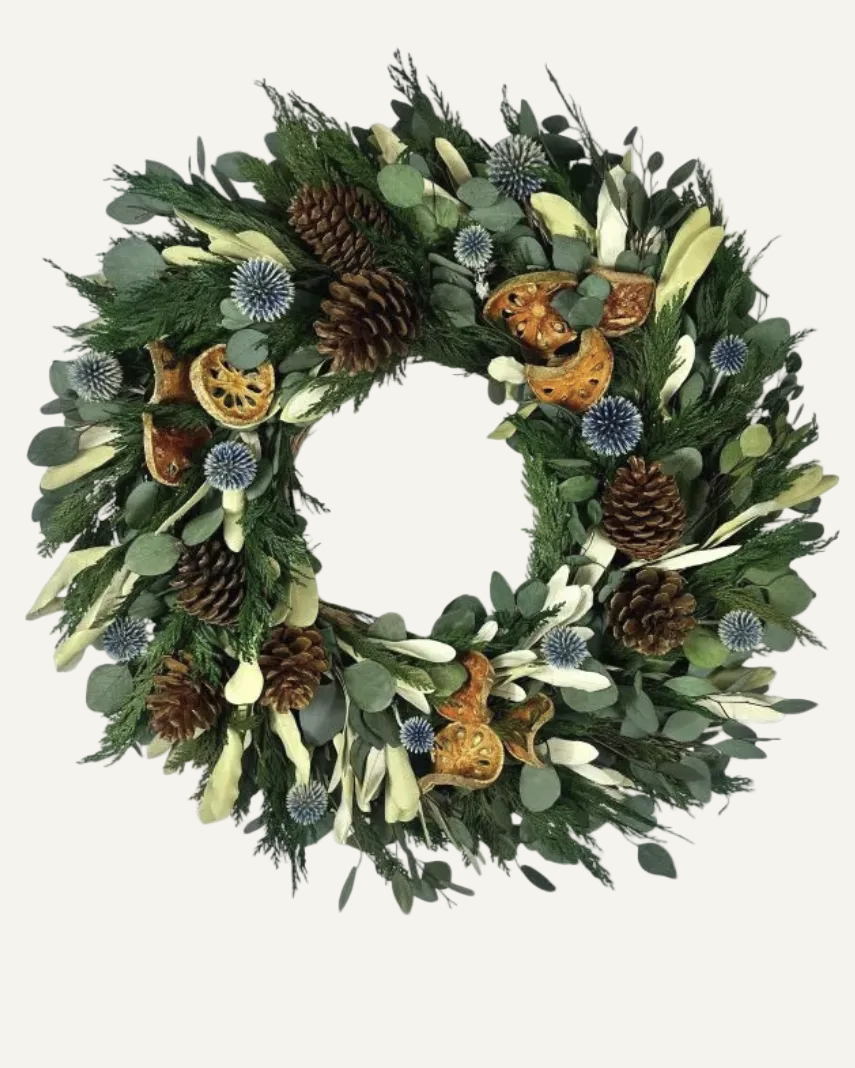 Dried Winter Greenery Wreath for Vase Styling