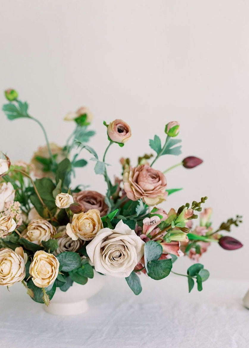 Taupe Beige Artificial Rose Stem for Table Centerpiece