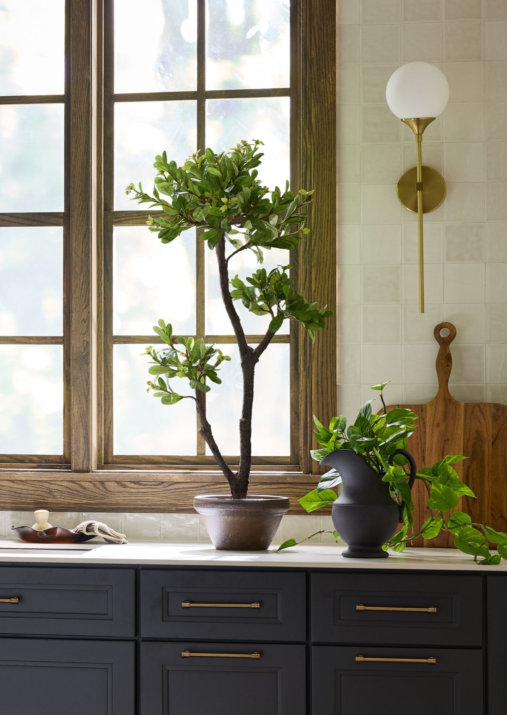 Green Artificial Japonicus Potted Tree for Table Centerpiece