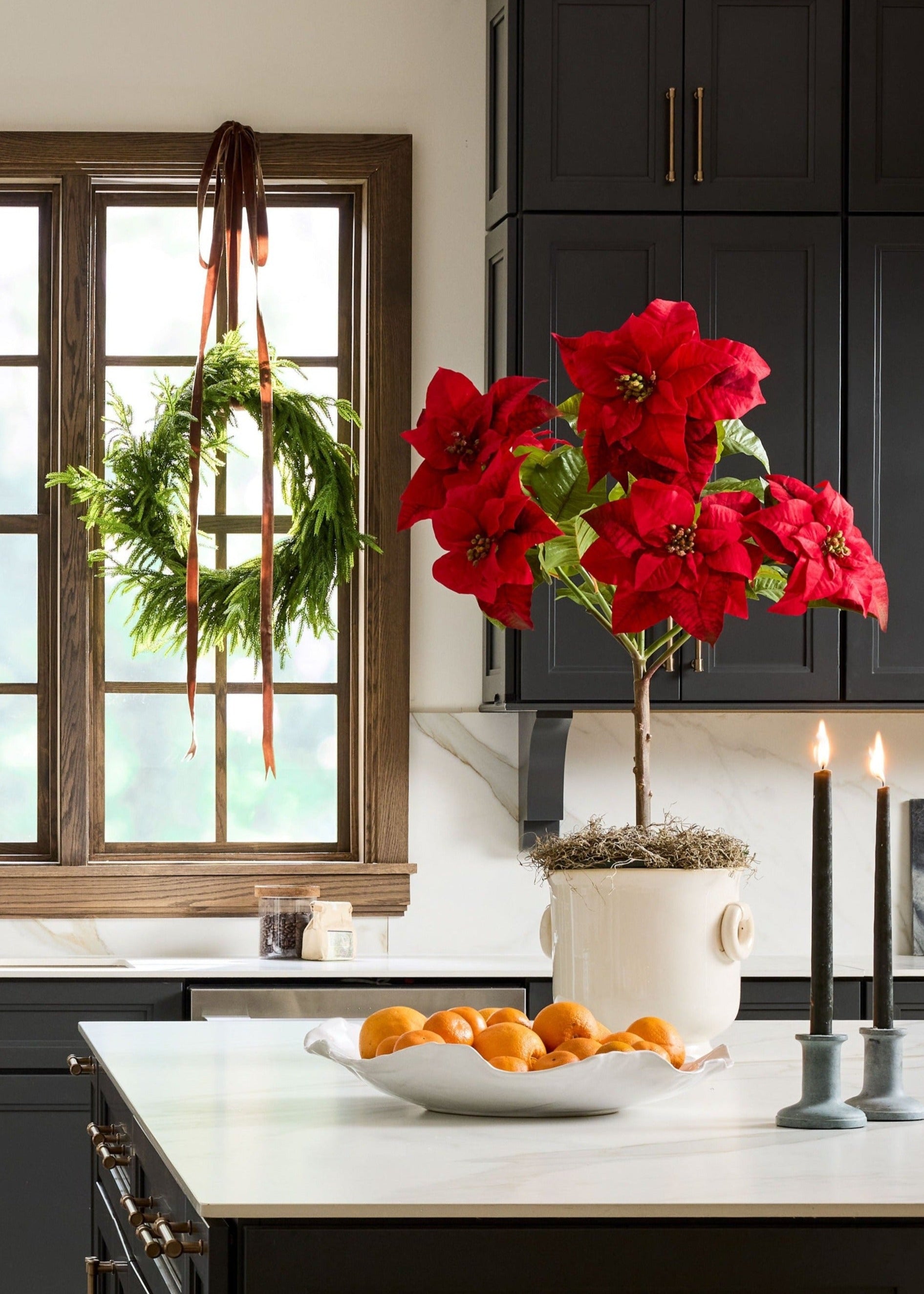 Green Artificial Poinsettia Arrangement for Home Decor