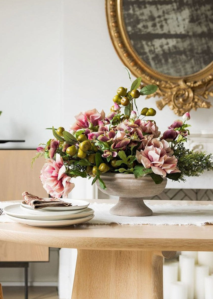 Pink Earthy Mauve Ceramic Compote Bowl for Home Decor