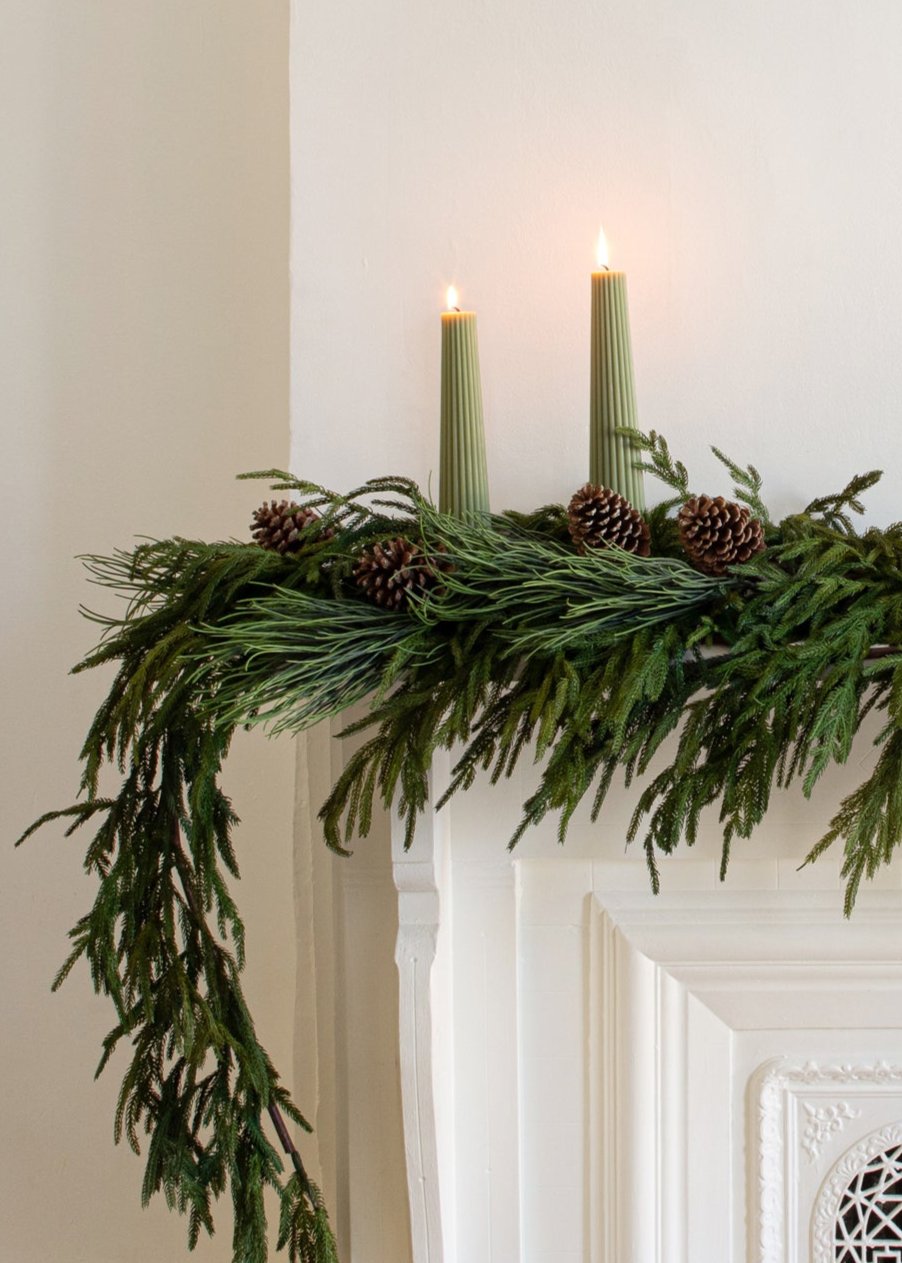 Natural Tall Natural Beeswax Fluted Pillar Candle for Entryway Arrangement