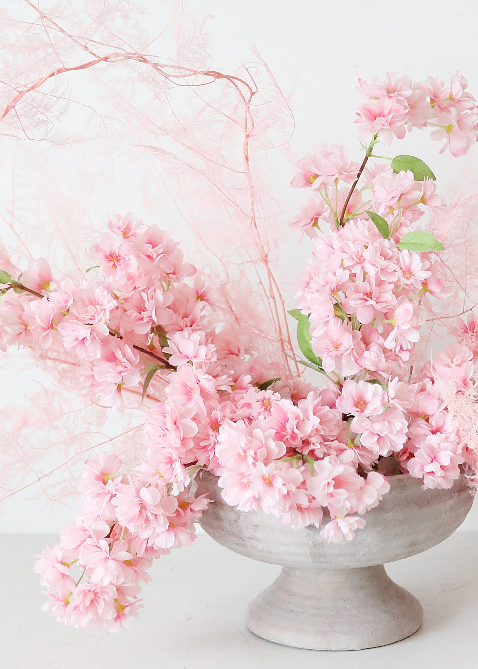 Pink Artificial Cherry Blossom Branch for Entryway Arrangement