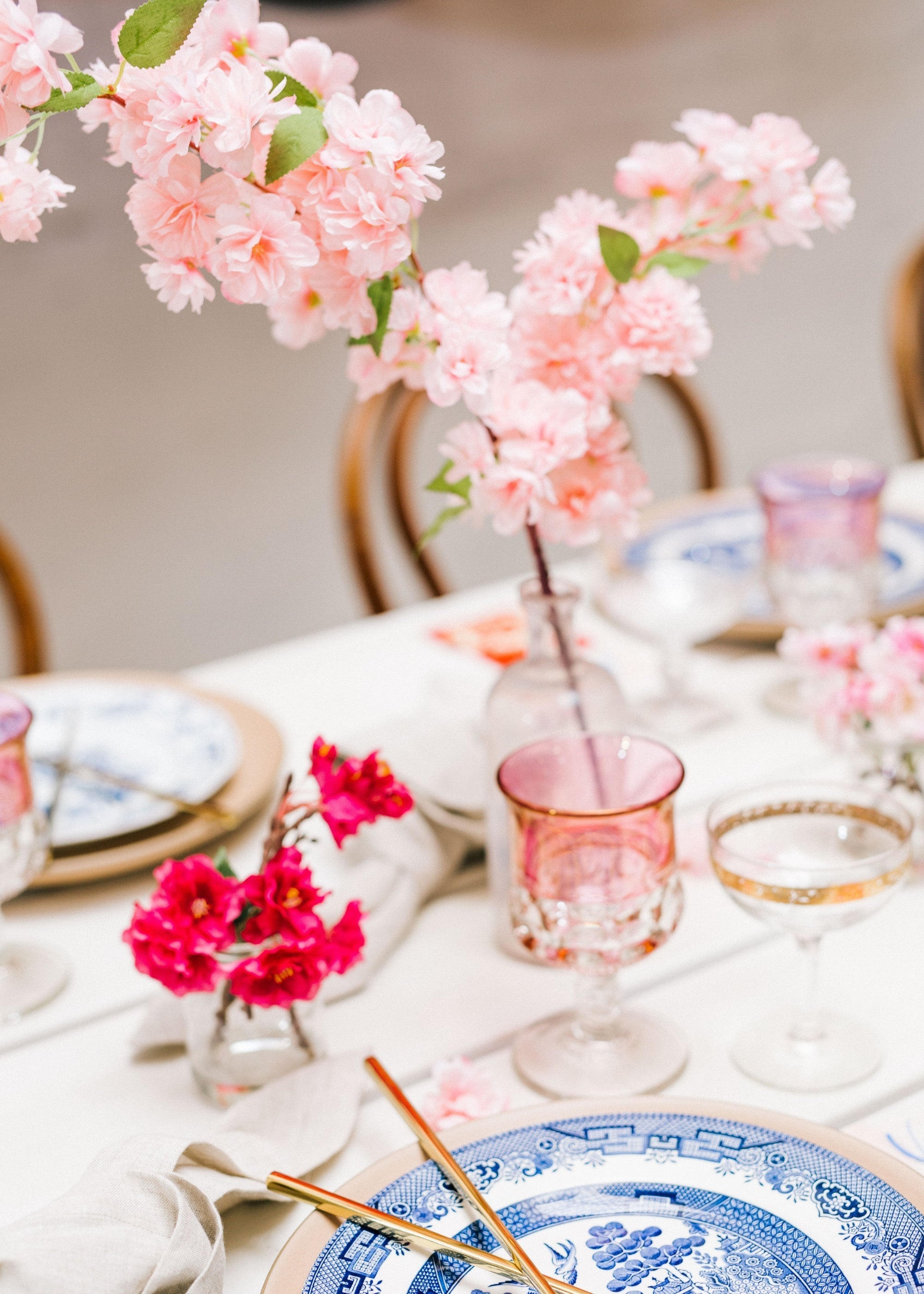 Pink Artificial Cherry Blossom Branch for Wedding Decor