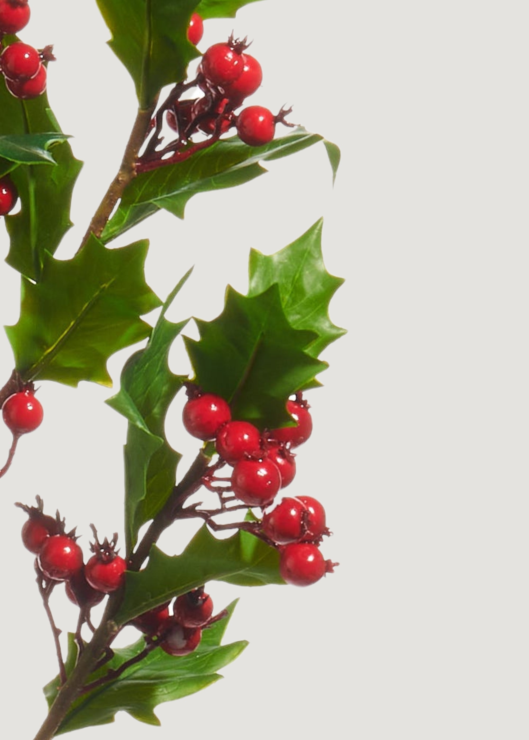 Red Artificial Holly Branch for Home Decor