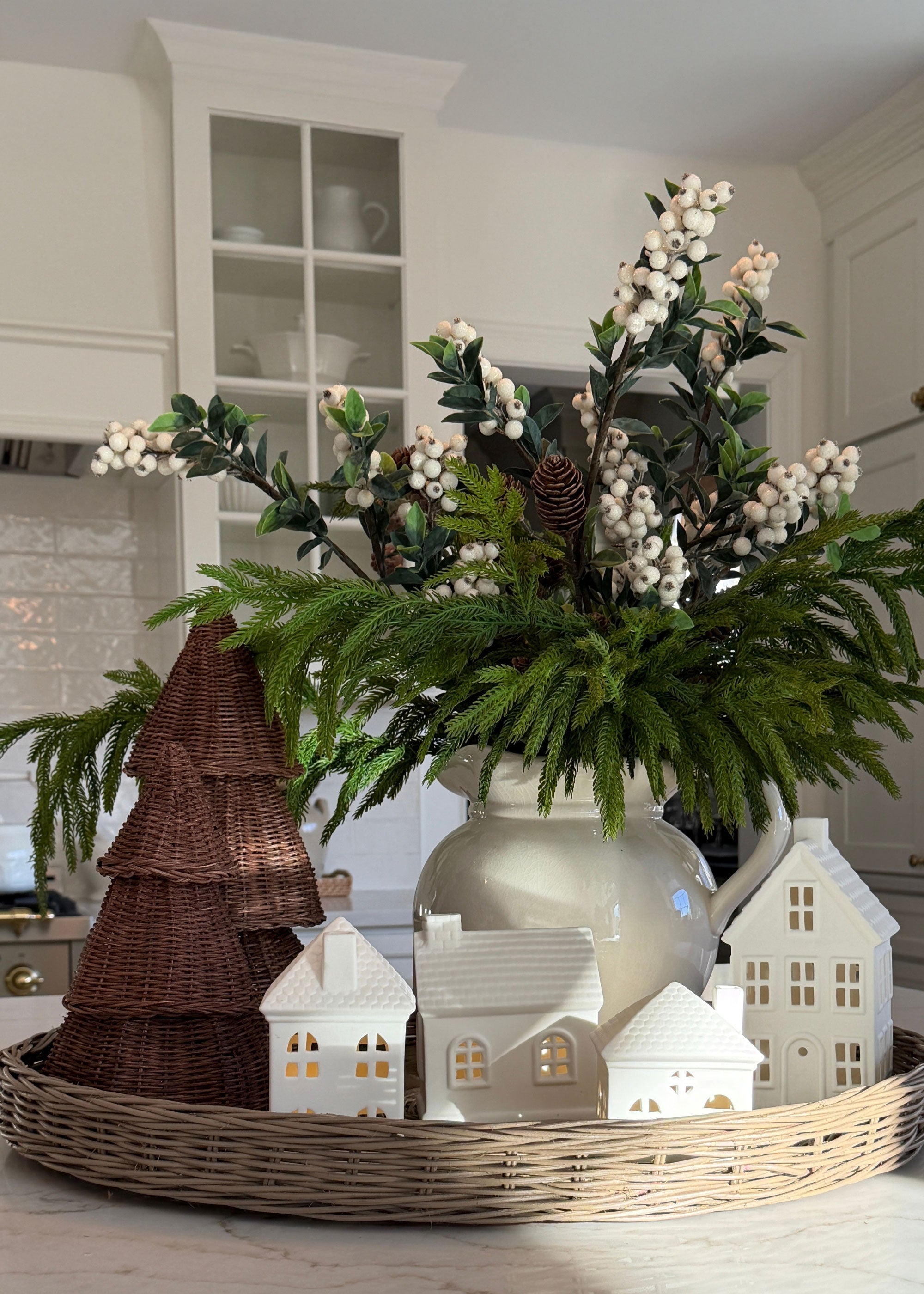 Cream Artificial Berry Branch for Home Decor