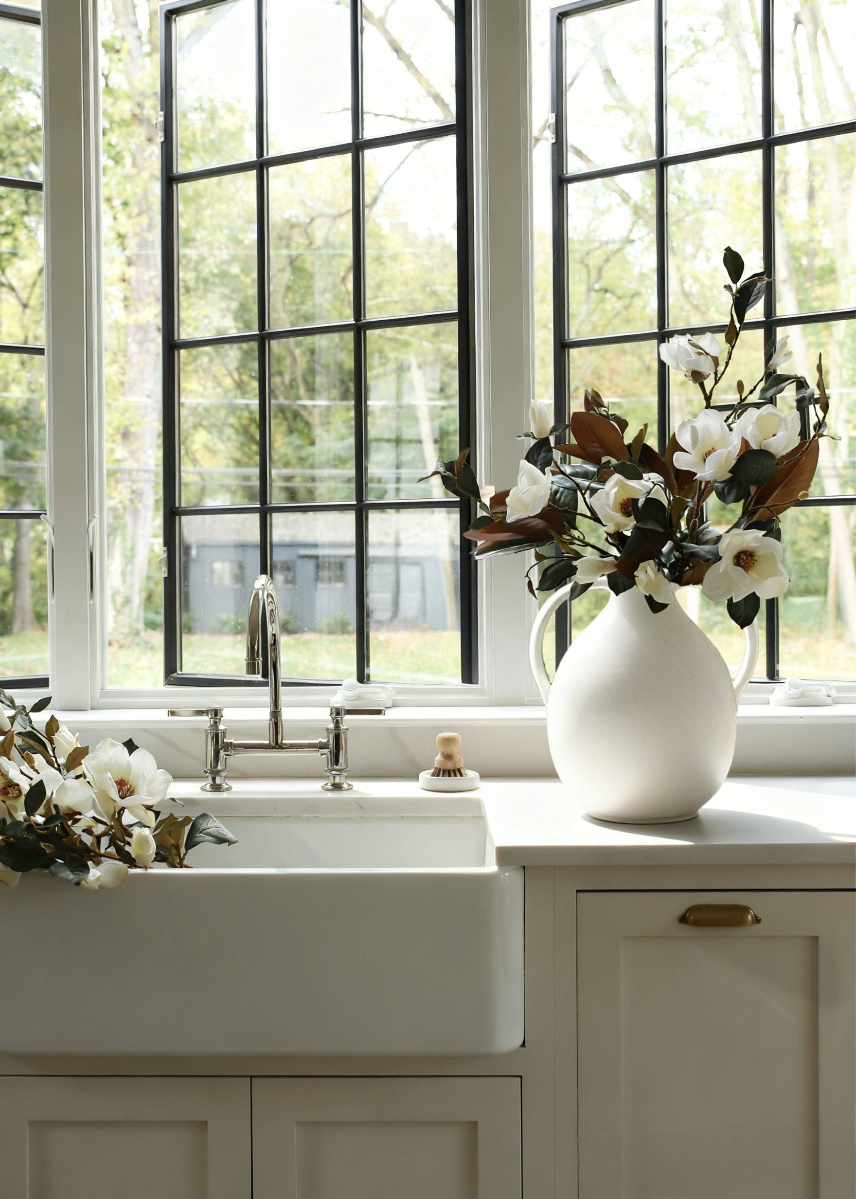 White Artificial Magnolia Stem for Table Centerpiece