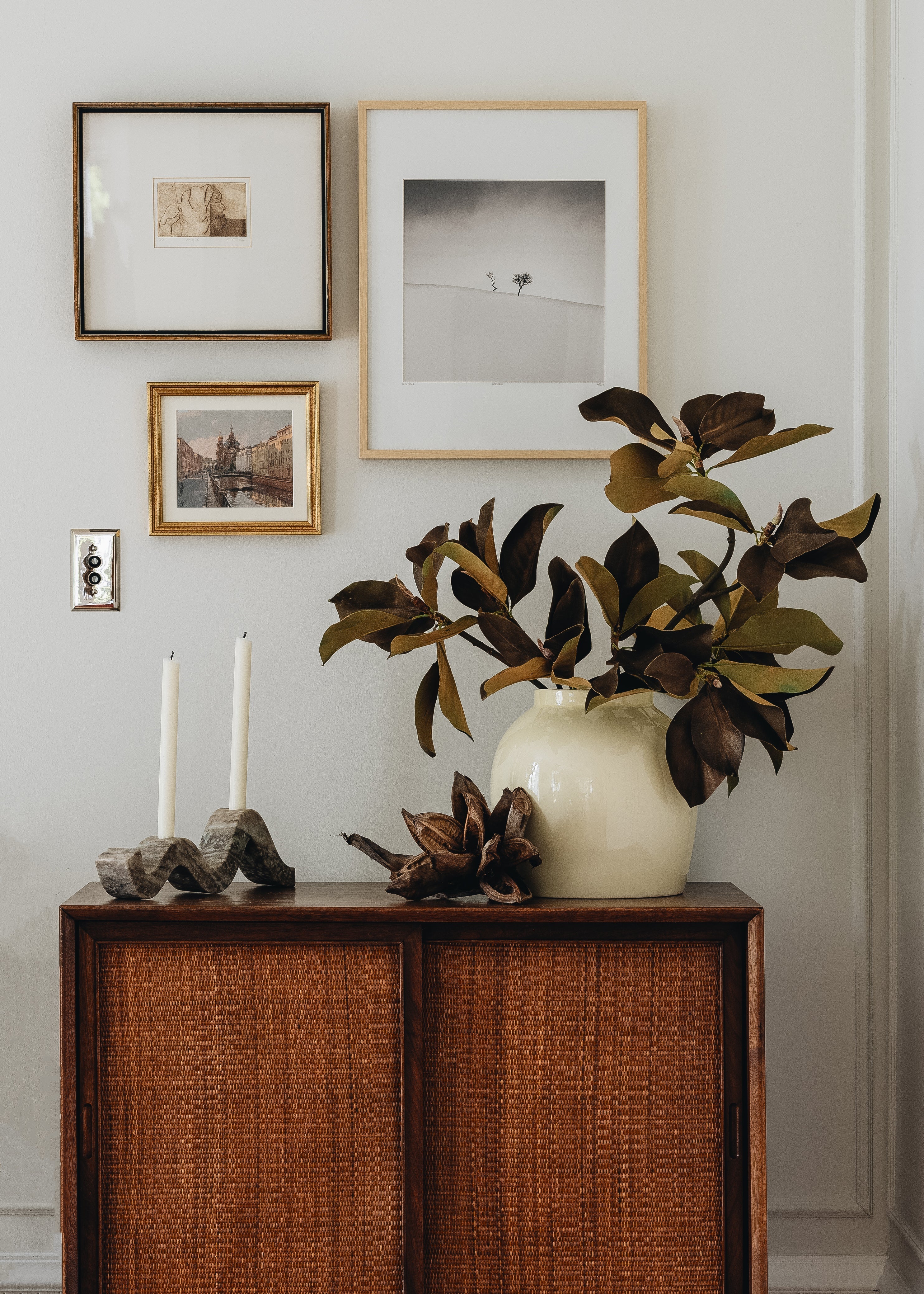 Brown Artificial Magnolia Branch for Home Decor