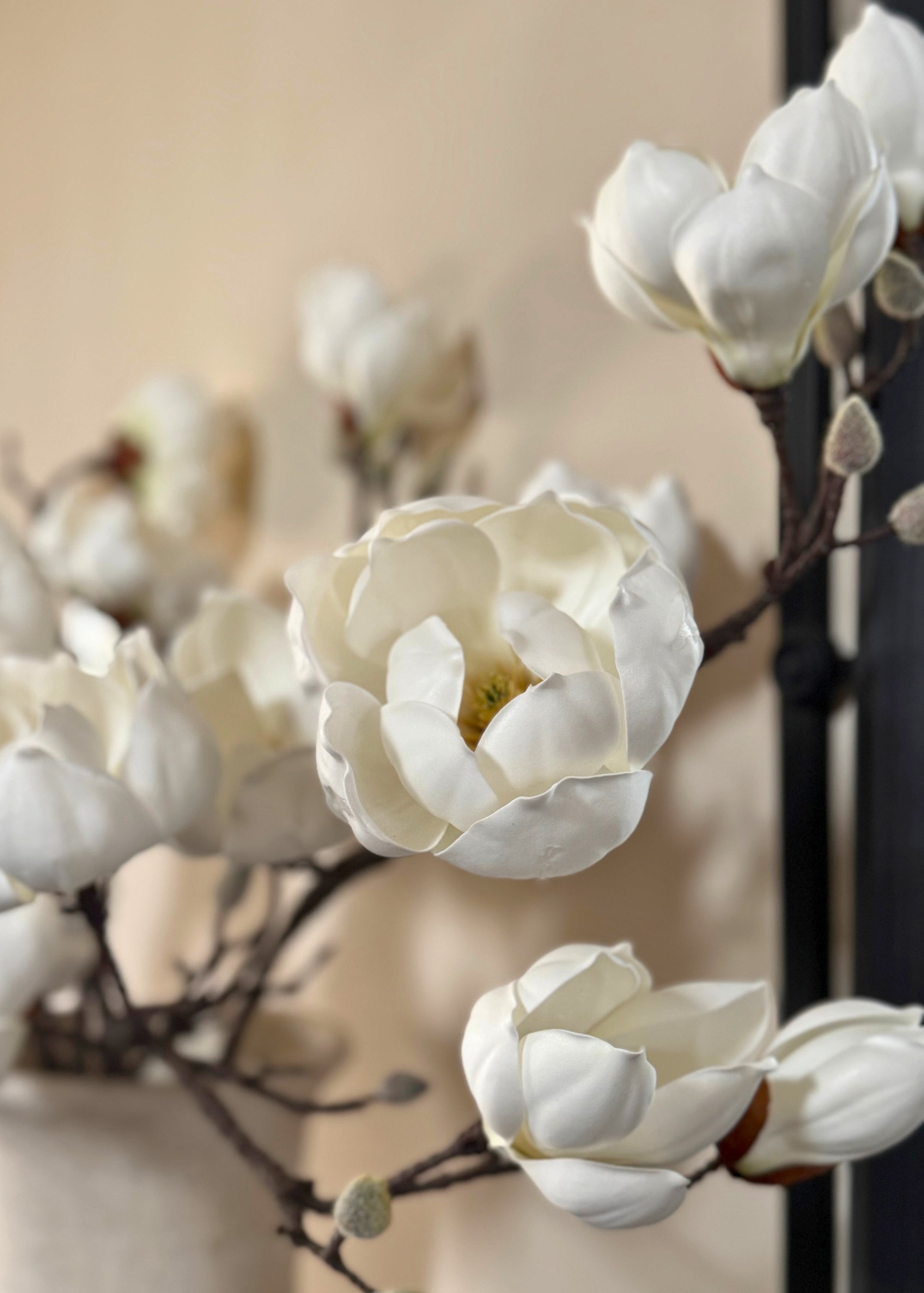 White Artificial Magnolia Branch for Entryway Arrangement