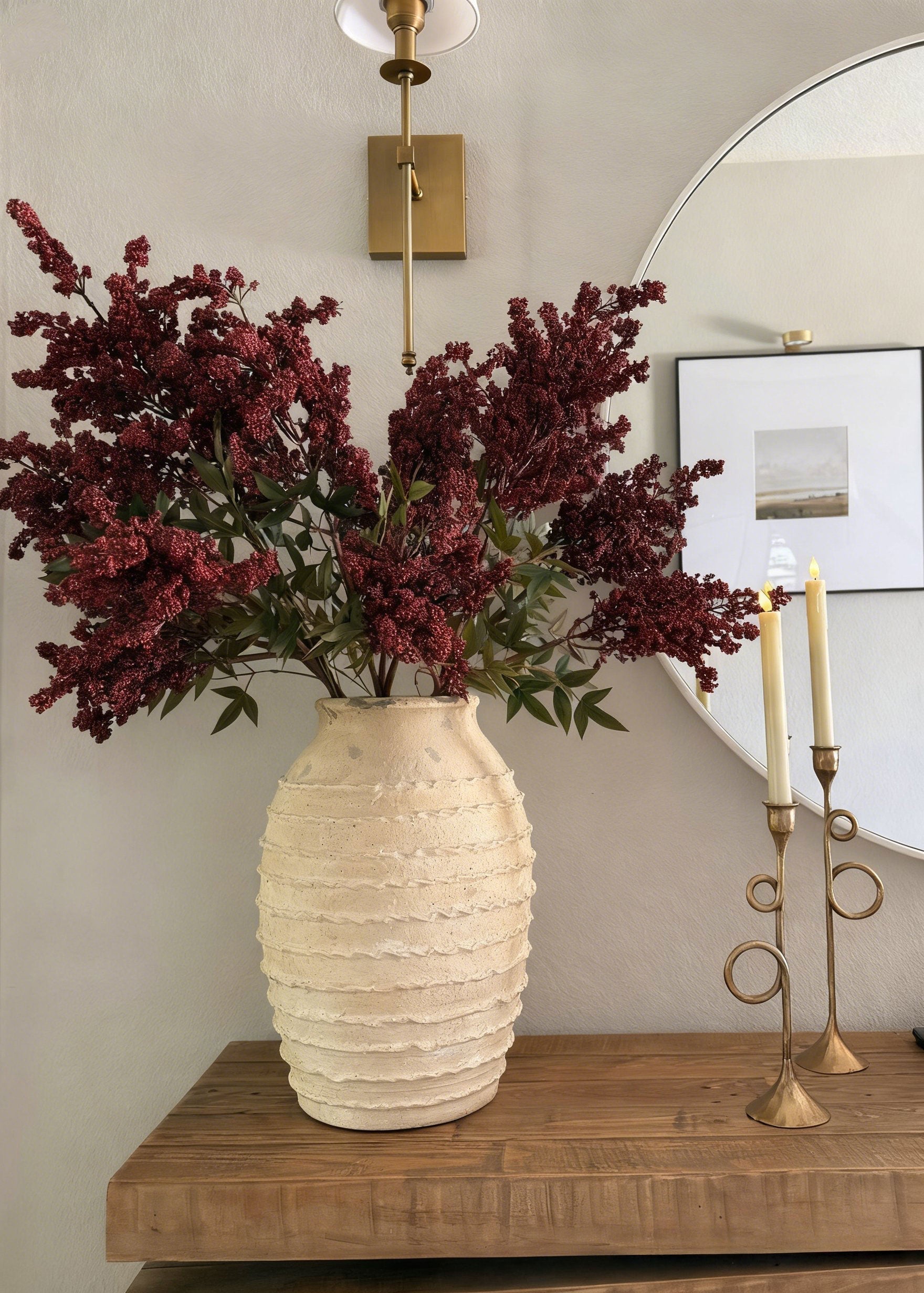 Burgundy Artificial Berry Branch for Table Centerpiece
