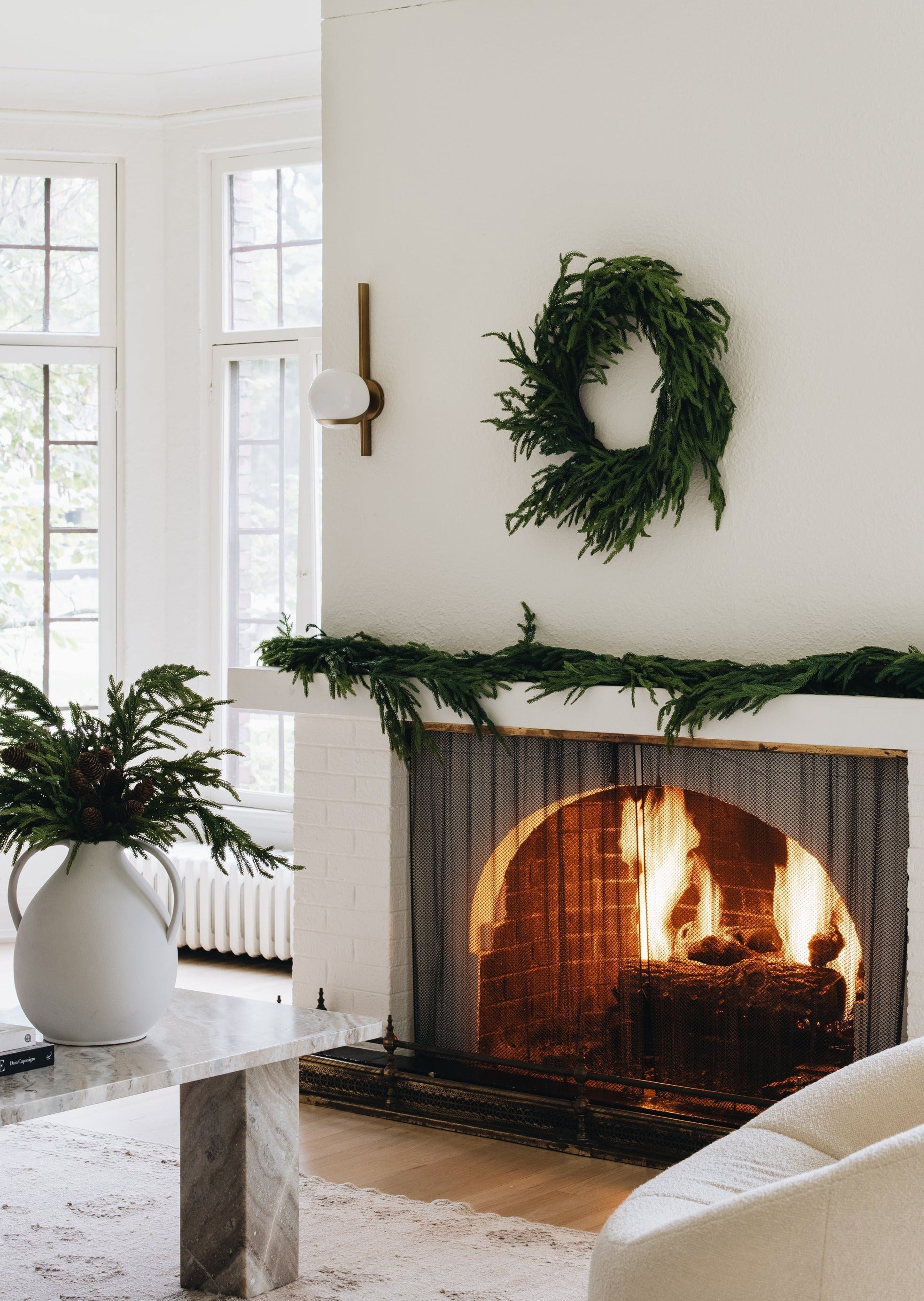 Brown Artificial Pine Garland for Shelf Styling