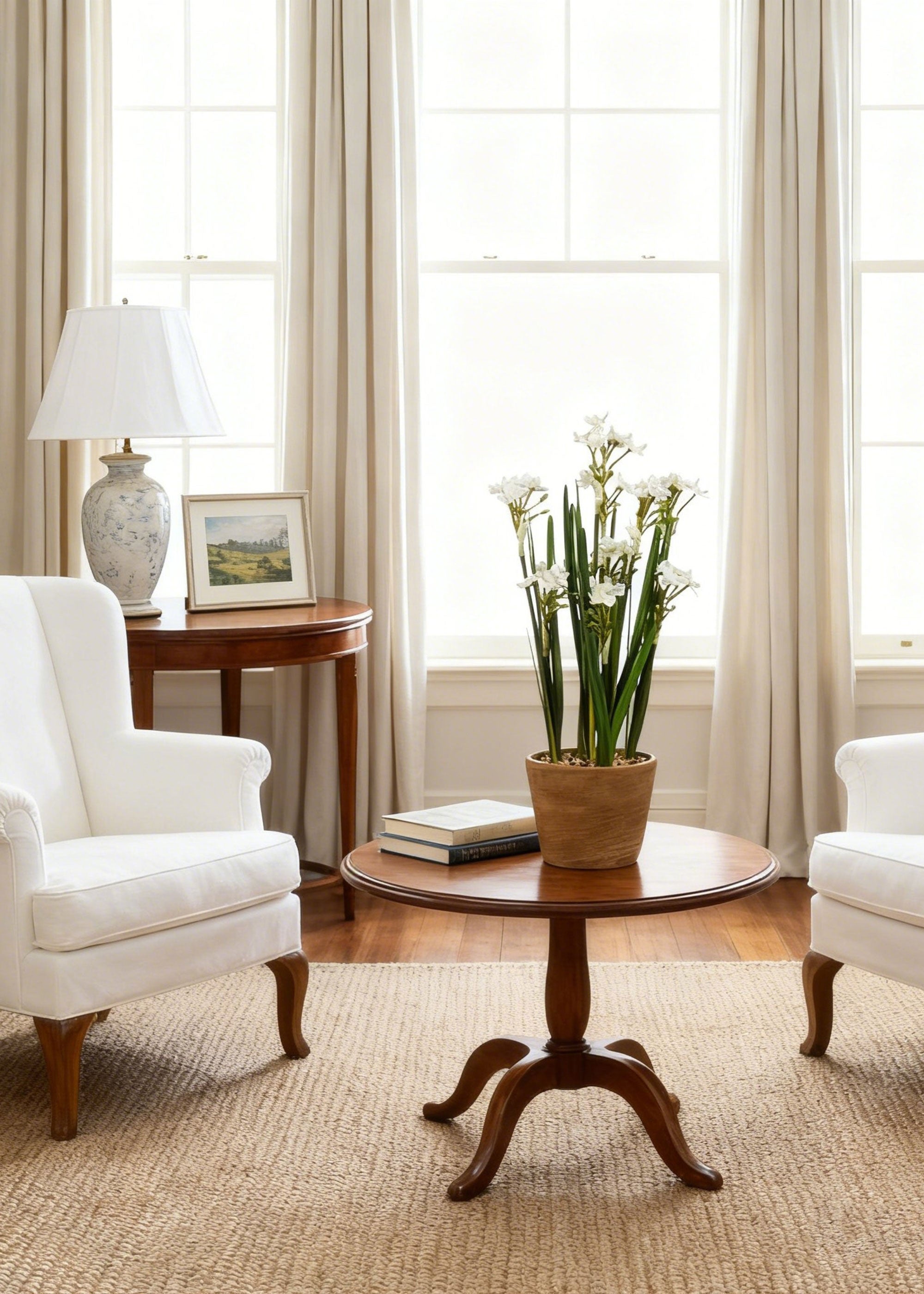 Artificial Potted Paperwhite Arrangement for Table Centerpiece