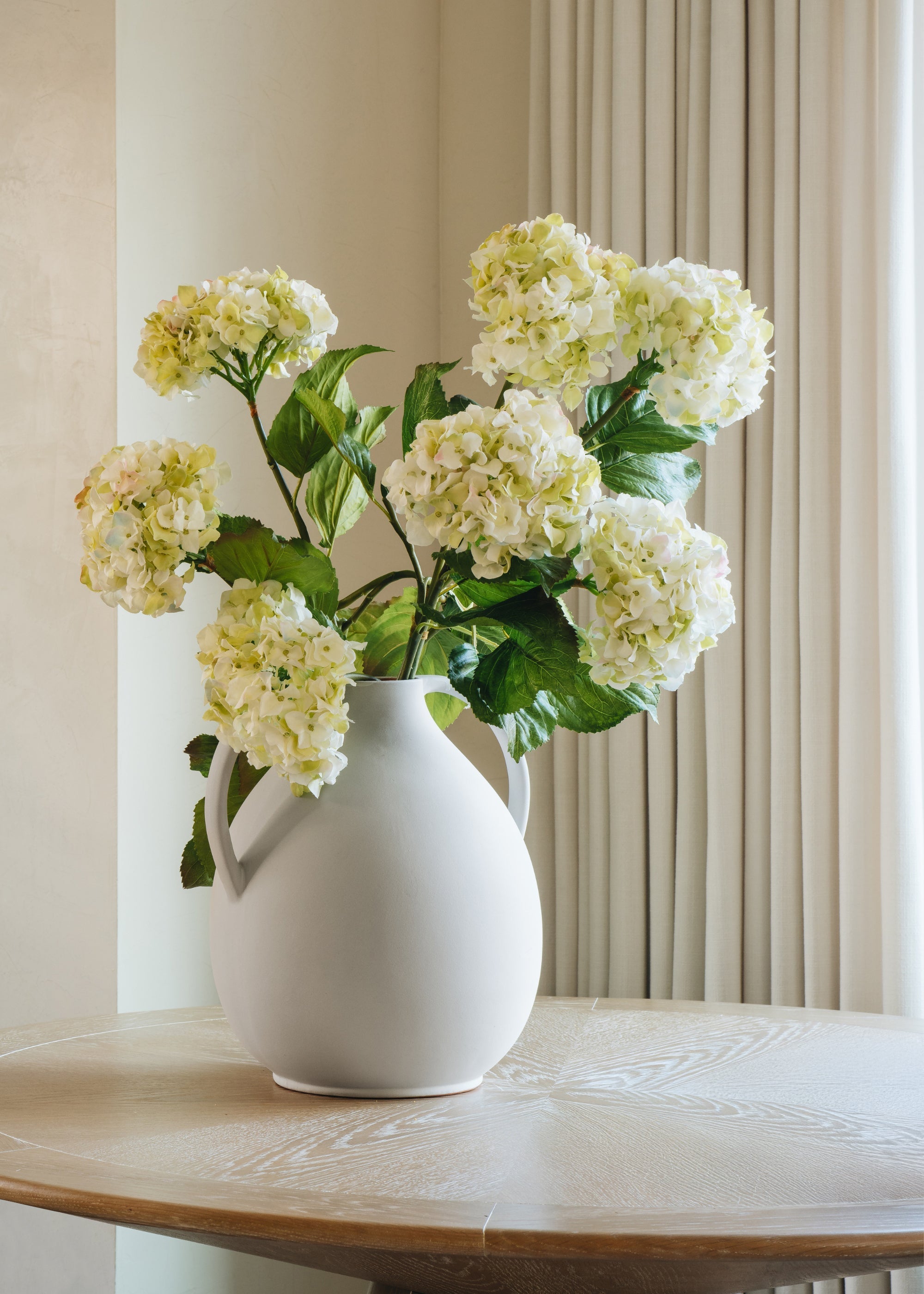 Cream Green Artificial Hydrangea Branch for Vase Styling