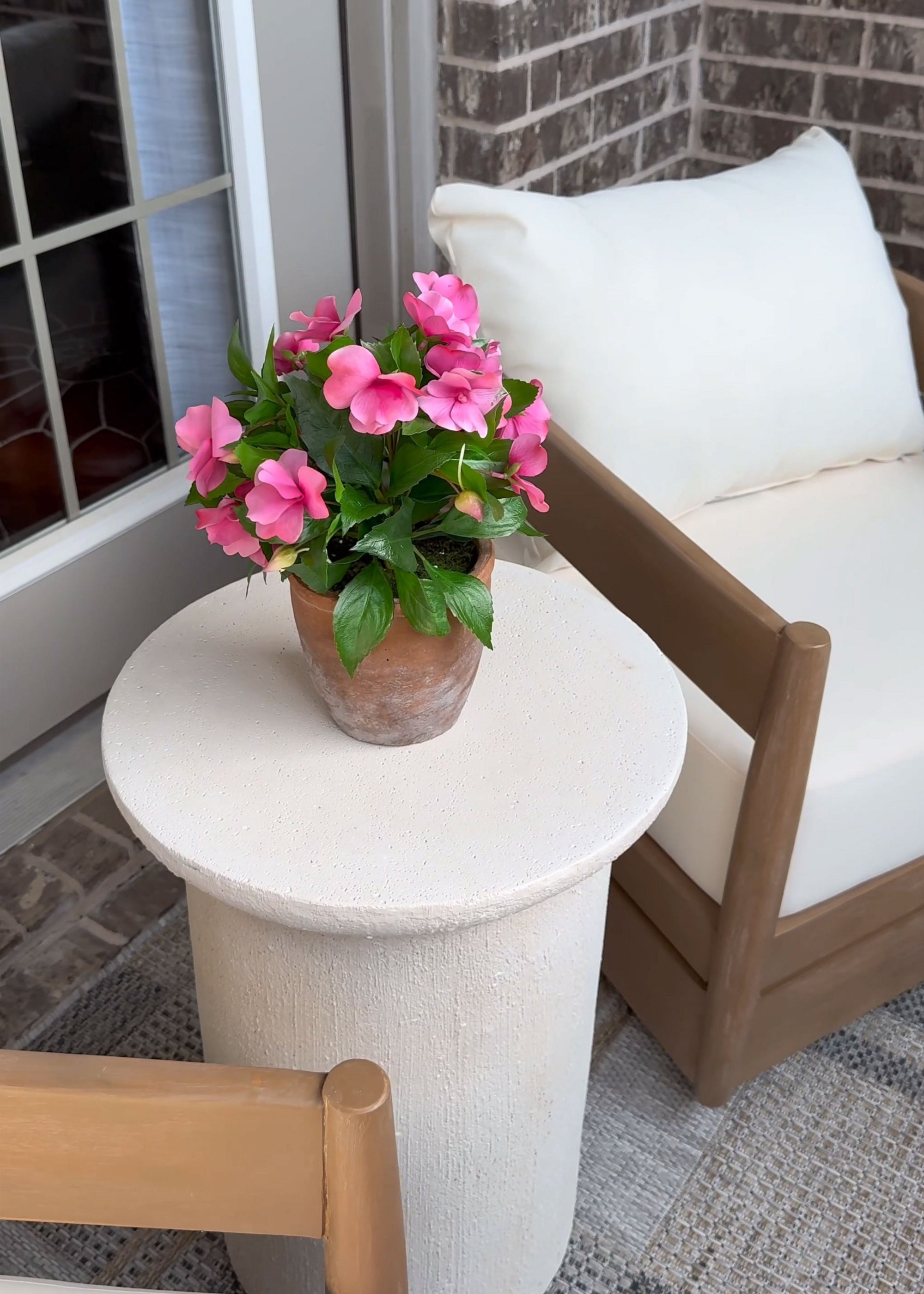 Pink Artificial Impatiens Potted Outdoor for Home Decor