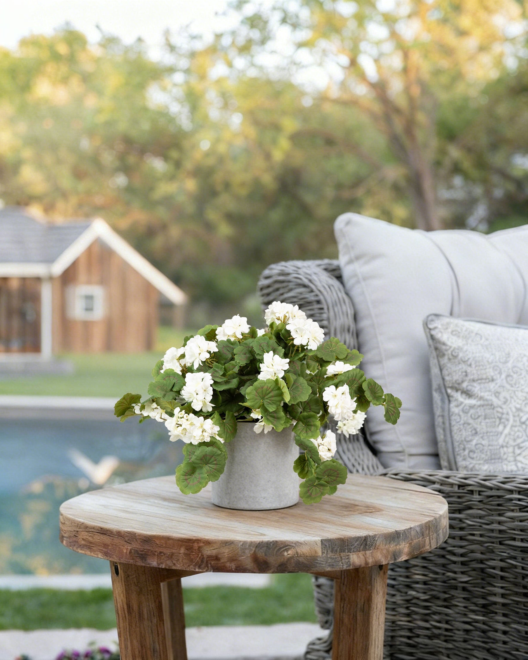 Green Artificial Geranium Bush for Home Decor
