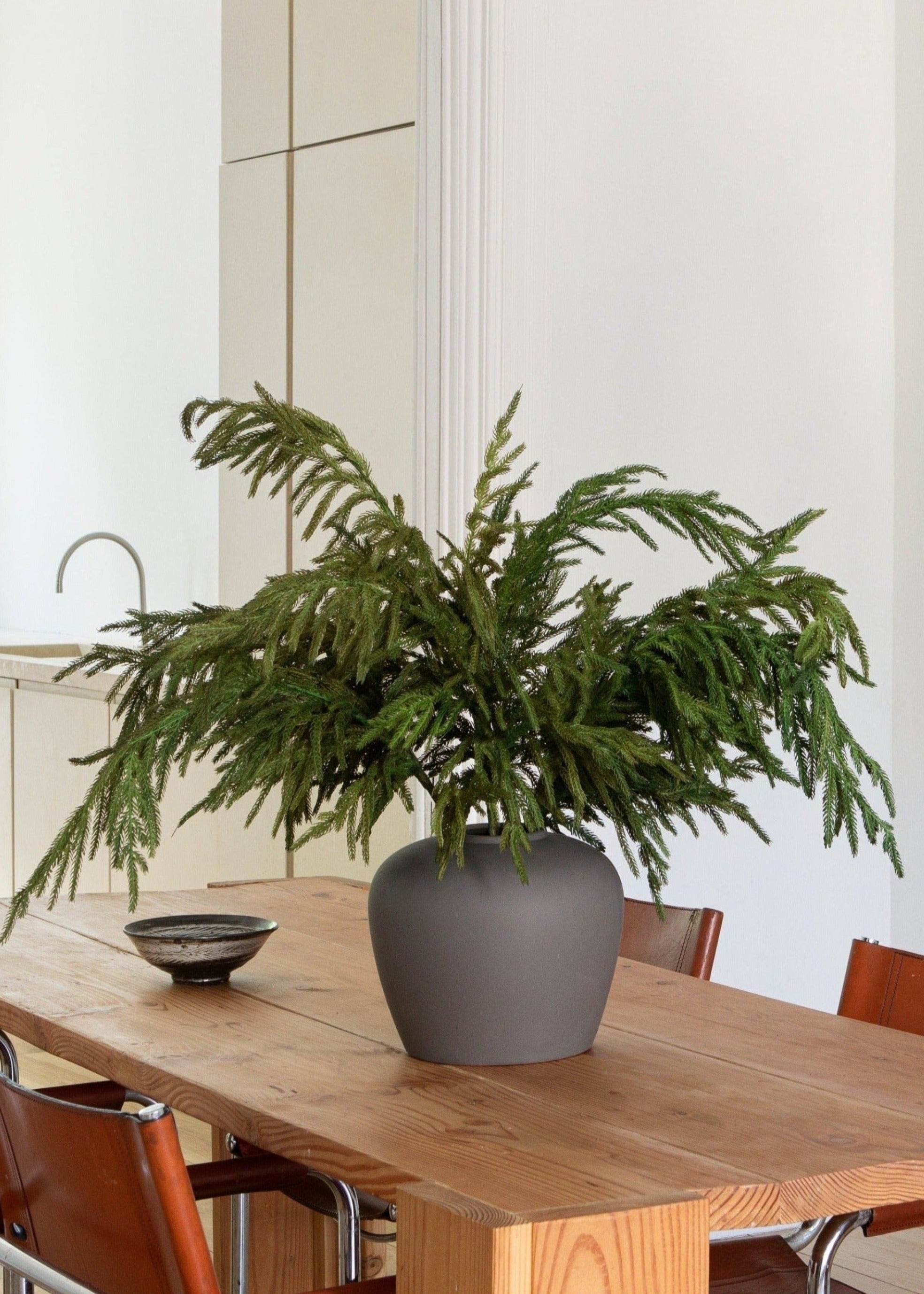 Slate Smokey Slate Large Clay Table Vase for Table Centerpiece