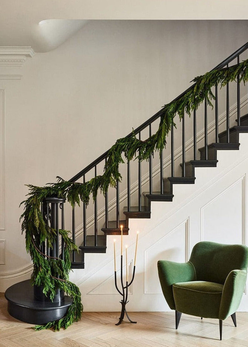 Long real touch Norfolk pine garland for holiday greenery