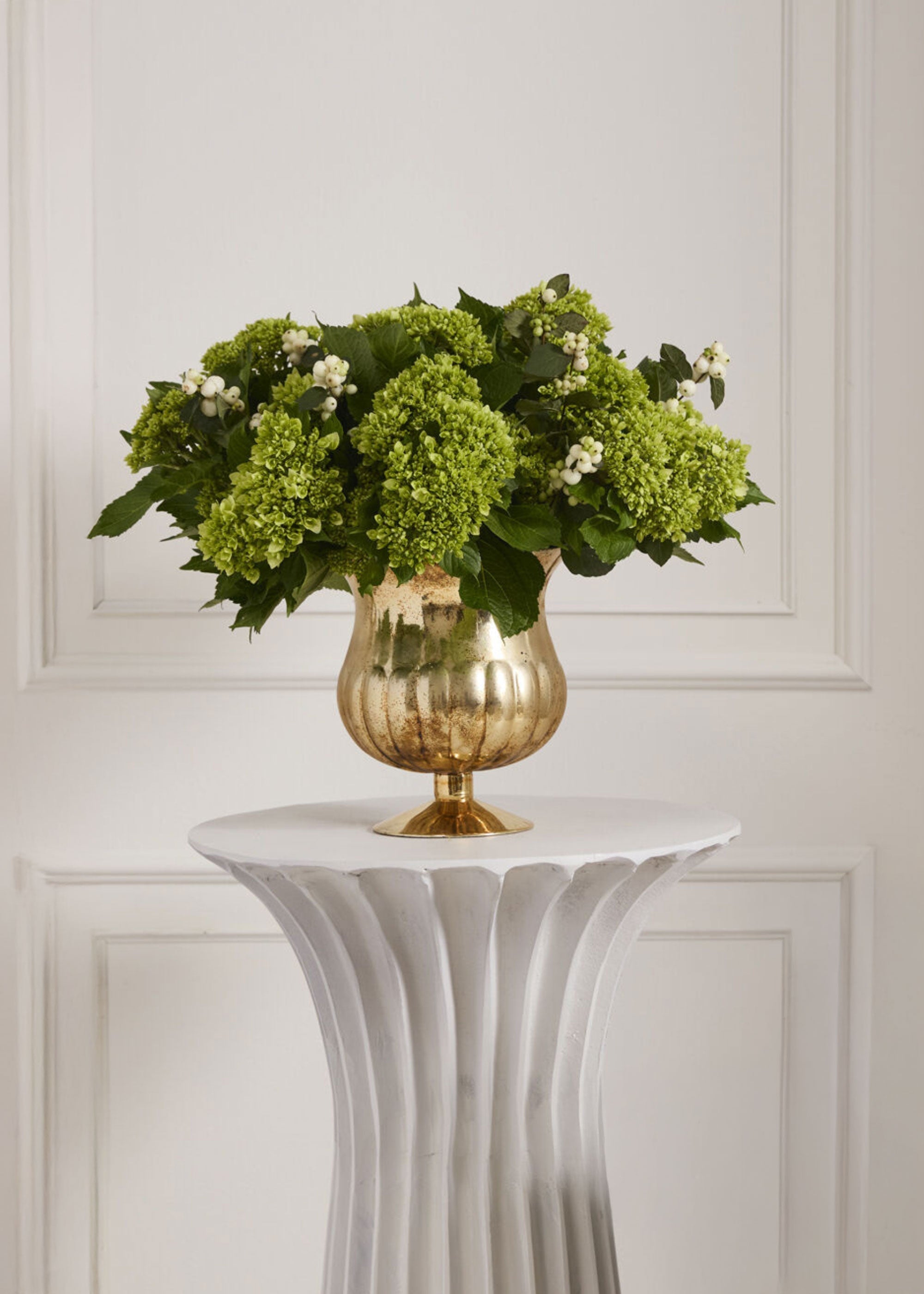 Gold Mercury Glass Raphael Urn Vase for Table Centerpiece
