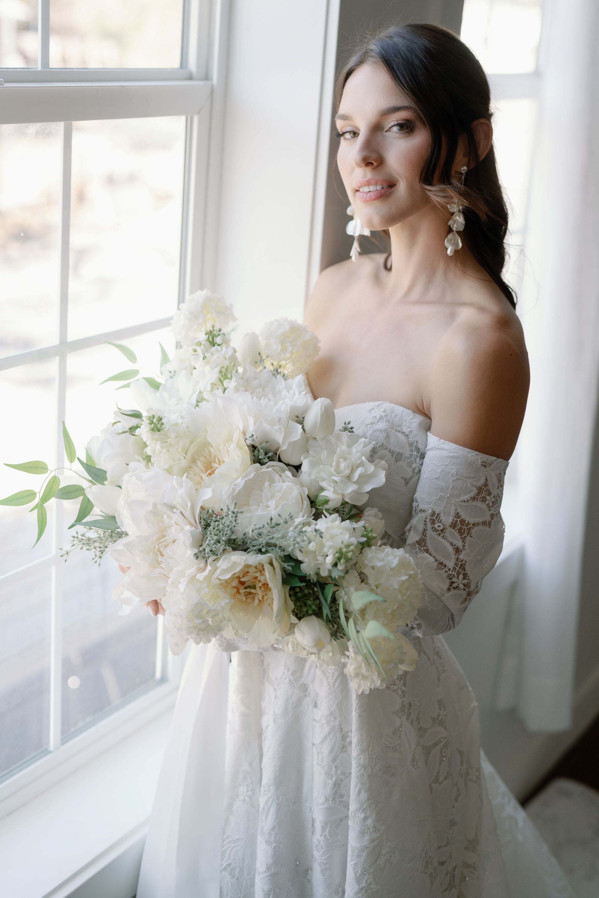 White Artificial Diy Large Elegant White Bouquet Design By Aubrey Wood for Table Centerpiece