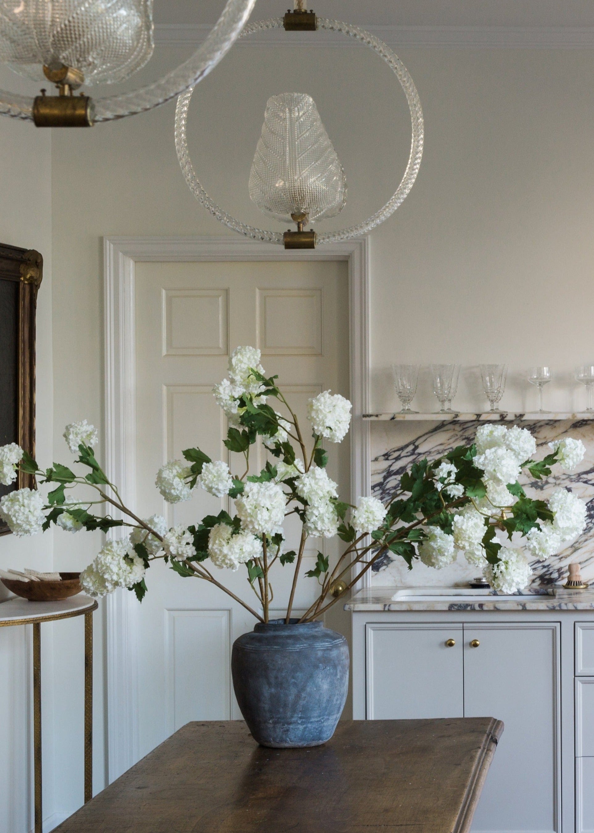 White Artificial Hydrangea Stem for Vase Styling