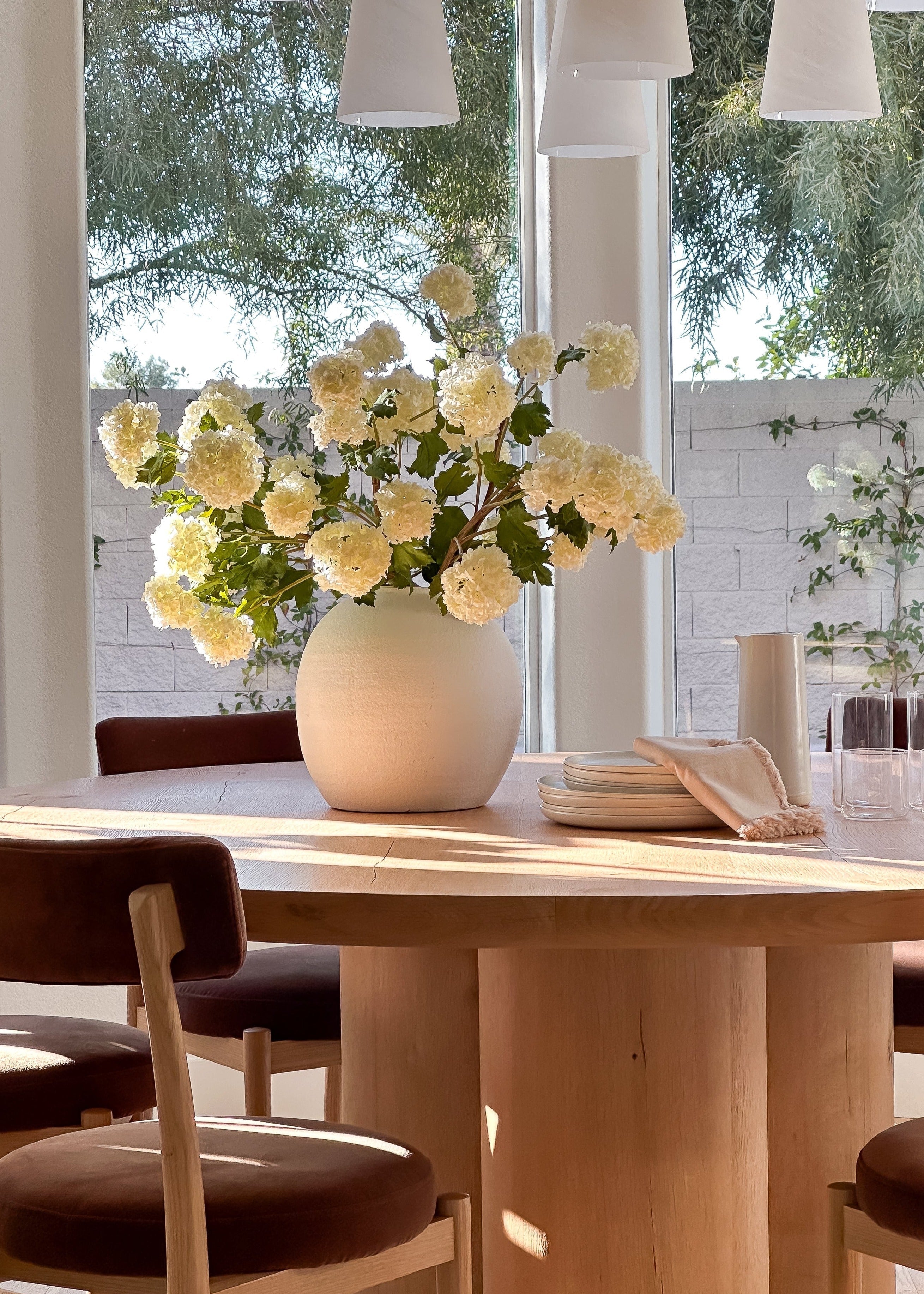 White Artificial Hydrangea Stem for Entryway Arrangement