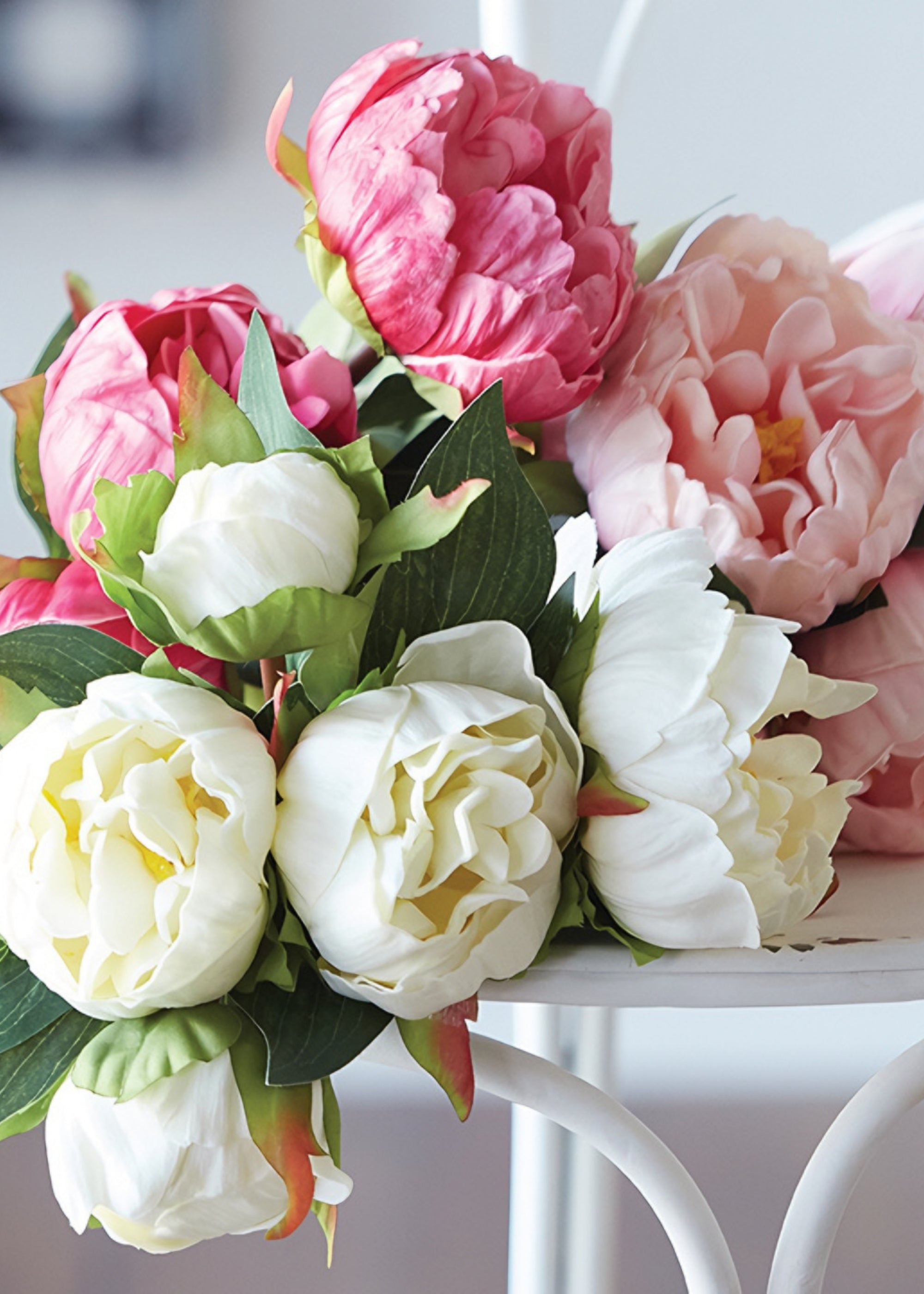 Cream Real Touch Artificial Peony Bundle for Home Decor